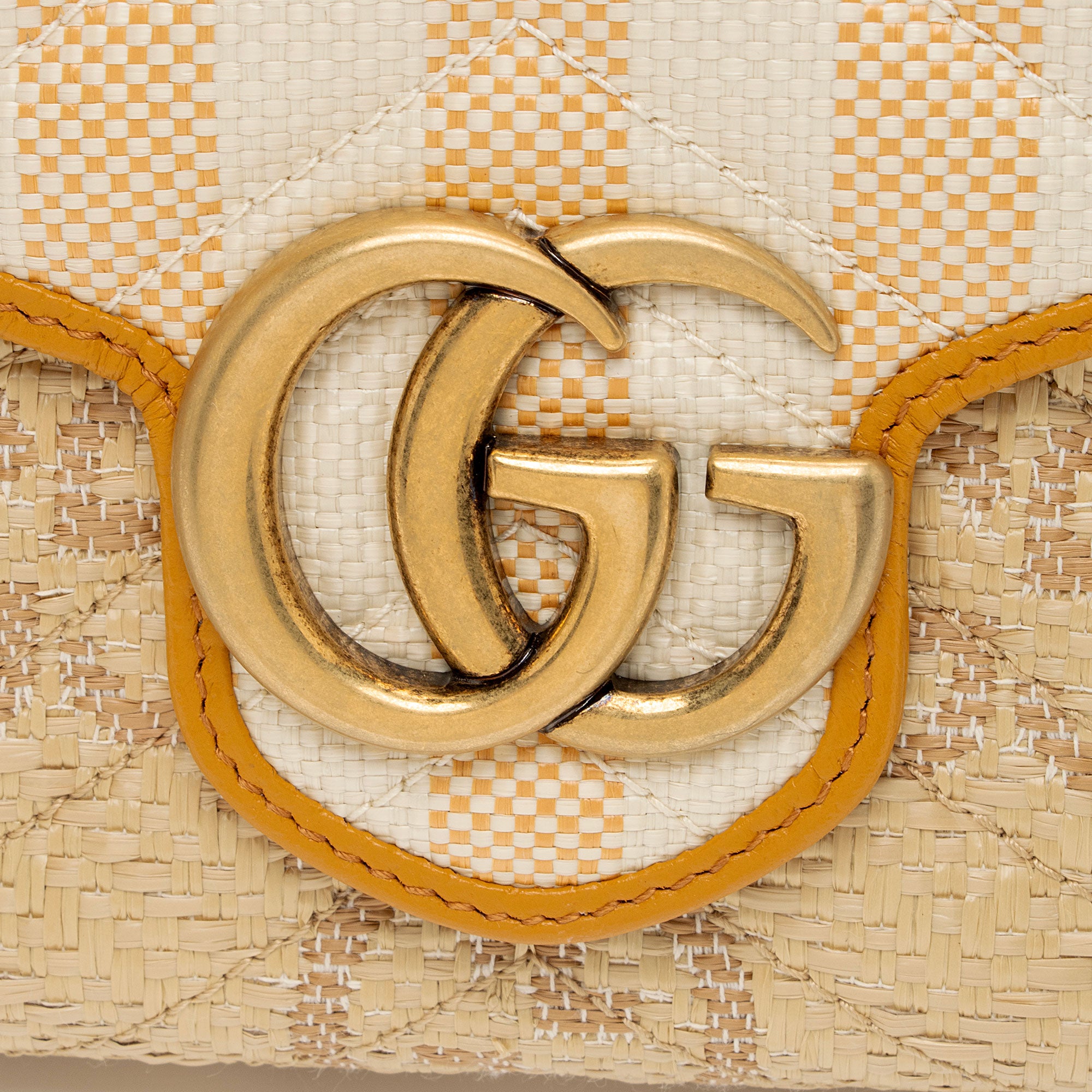 Gucci Matelasse Raffia GG Marmont Mini Wallet on Chain Bag (SHF-voc2lF