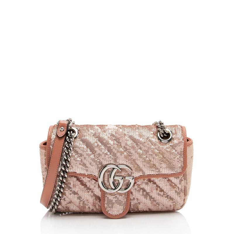 Gucci Matelasse Sequin GG Marmont Mini Flap Bag (SHF-Z3vJV3)