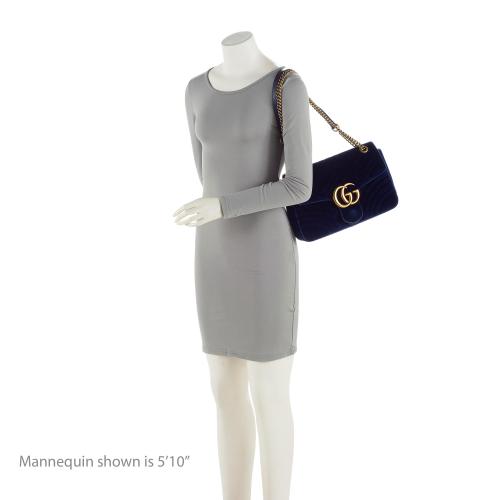 Gucci Matelasse Velvet GG Marmont Medium Shoulder Bag
