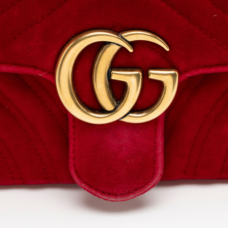 Gucci Matelasse Velvet GG Marmont Mini Flap Bag (SHF-80mt04)