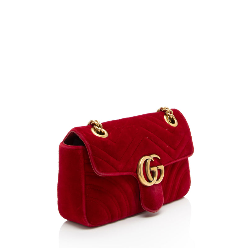 Gucci Matelasse Velvet GG Marmont Mini Flap Bag (SHF-80mt04)
