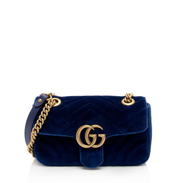 Gucci Matelasse Velvet GG Marmont Mini Flap Bag (SHF-YOfJ5m)