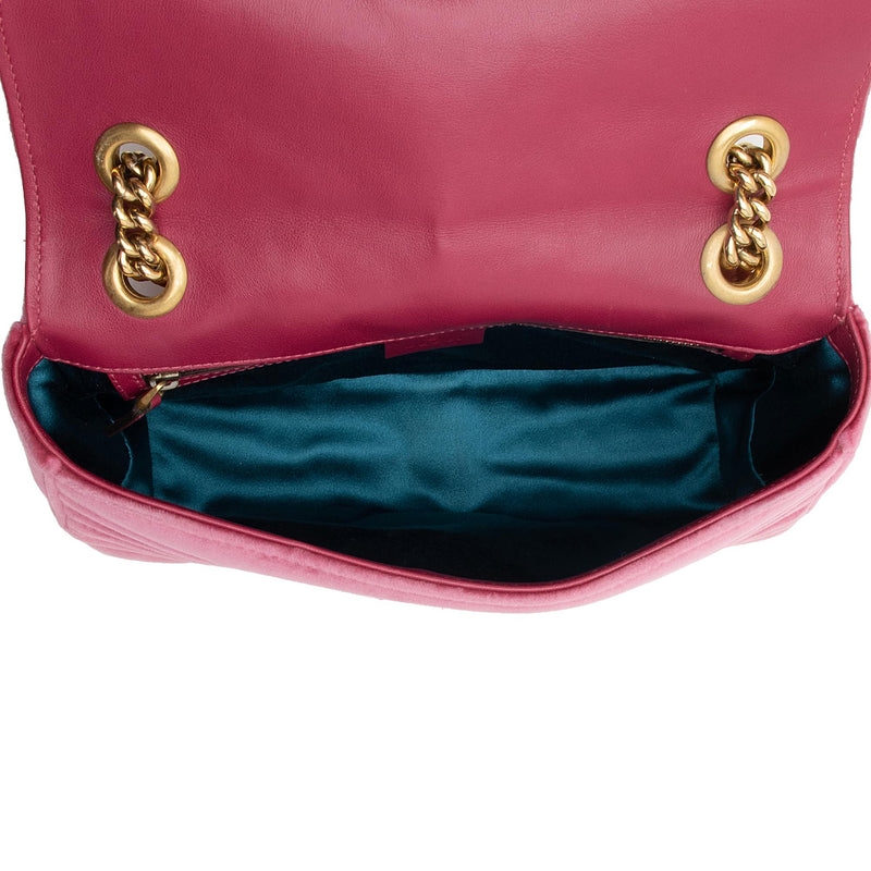 Gucci Matelasse Velvet GG Marmont Small Shoulder Bag (SHF-18936