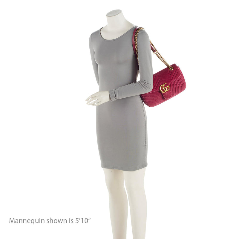Gucci Matelasse Velvet GG Marmont Small Flap Shoulder Bag SHF 22902 LuxeDH