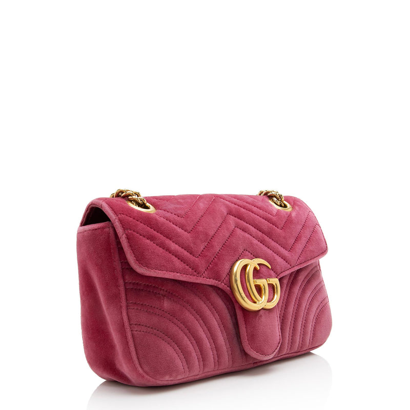 Gucci Red Velvet Matelassé Mini Marmont Shoulder Bag Mini