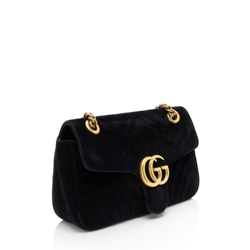 Gucci Matelasse Velvet GG Marmont Small Flap Shoulder Bag (SHF-cGU4RL)