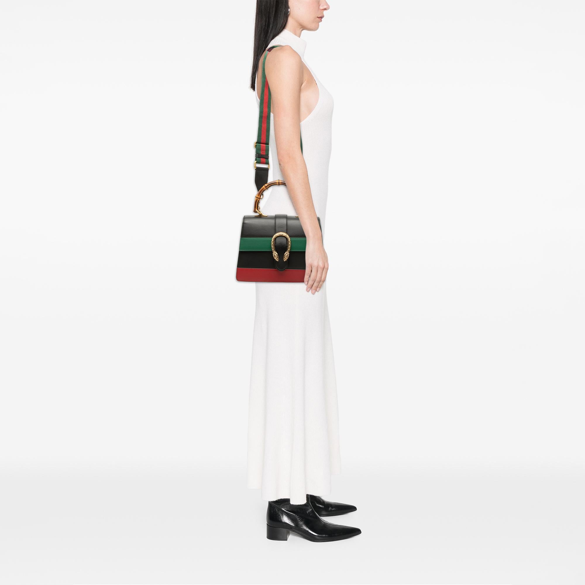 Gucci Medium Bamboo Dionysus Web Leather Satchel