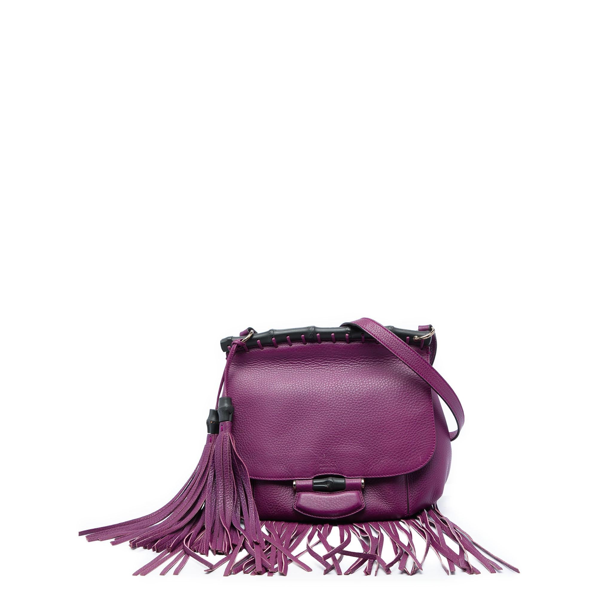 Gucci Medium Calfskin Bamboo Nouveau Fringe Crossbody