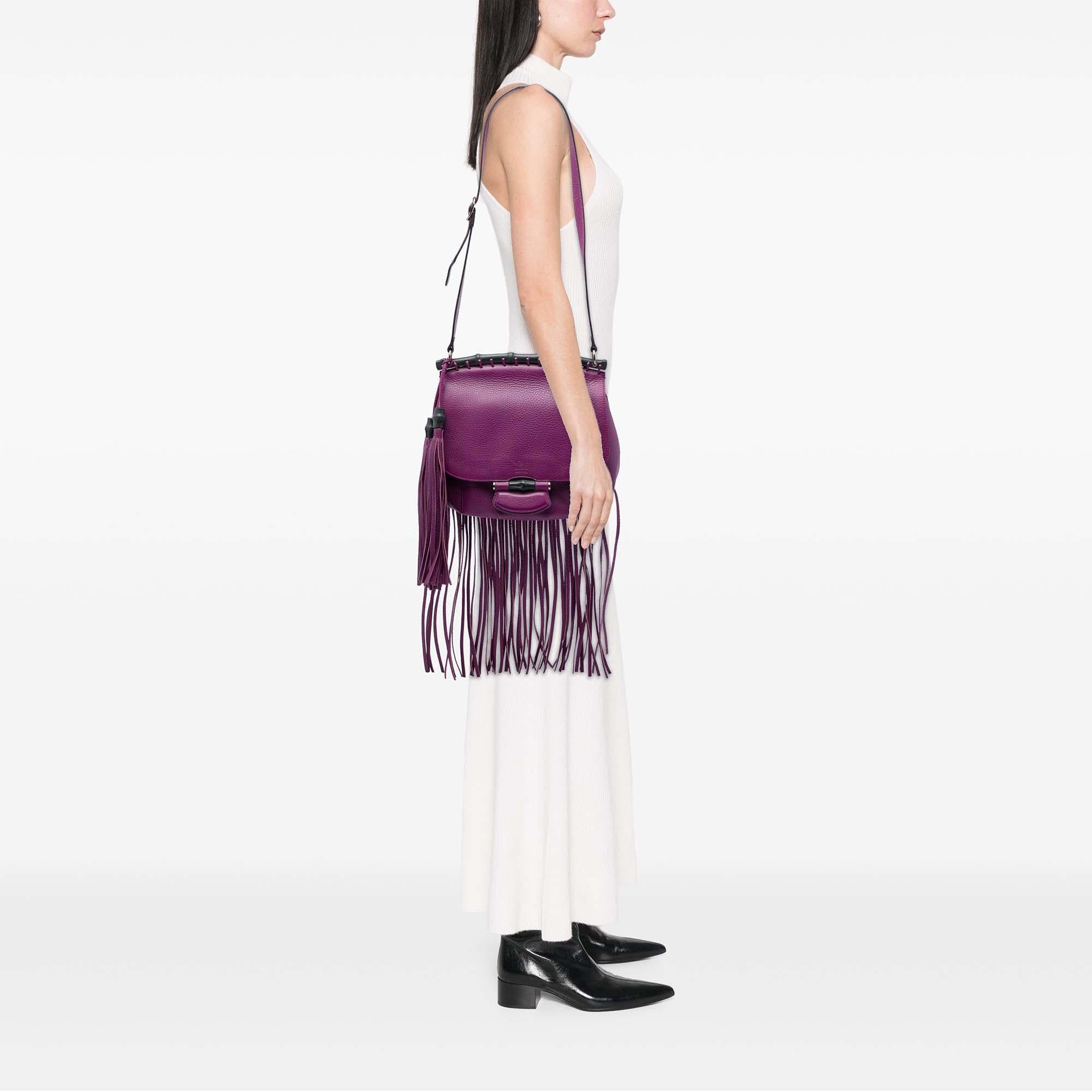 Gucci Medium Calfskin Bamboo Nouveau Fringe Crossbody