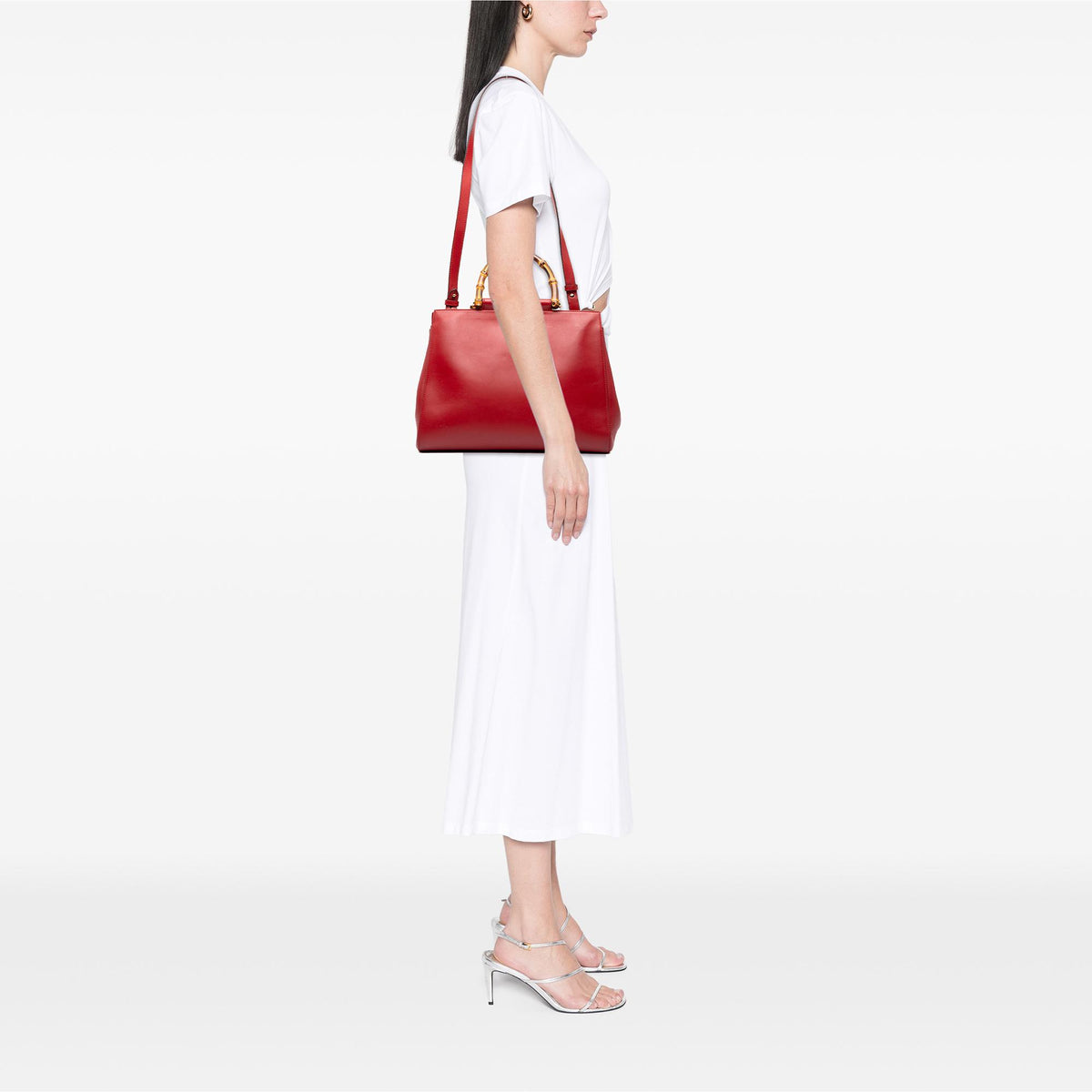 Gucci Medium Calfskin Bamboo Nymphaea Satchel