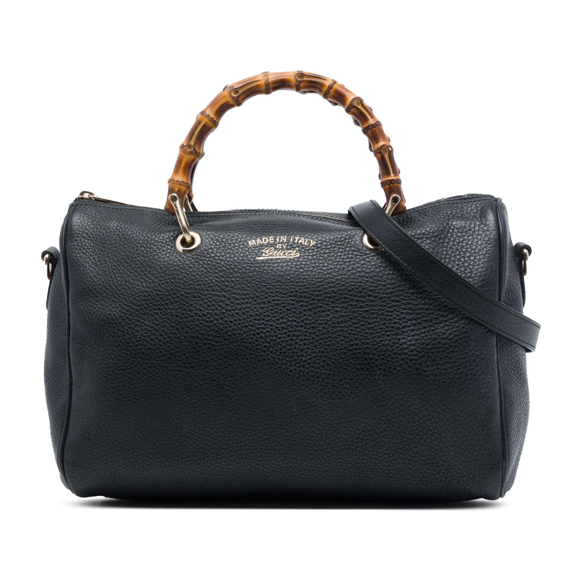 Gucci Medium Calfskin Bamboo Shopper Boston Bag