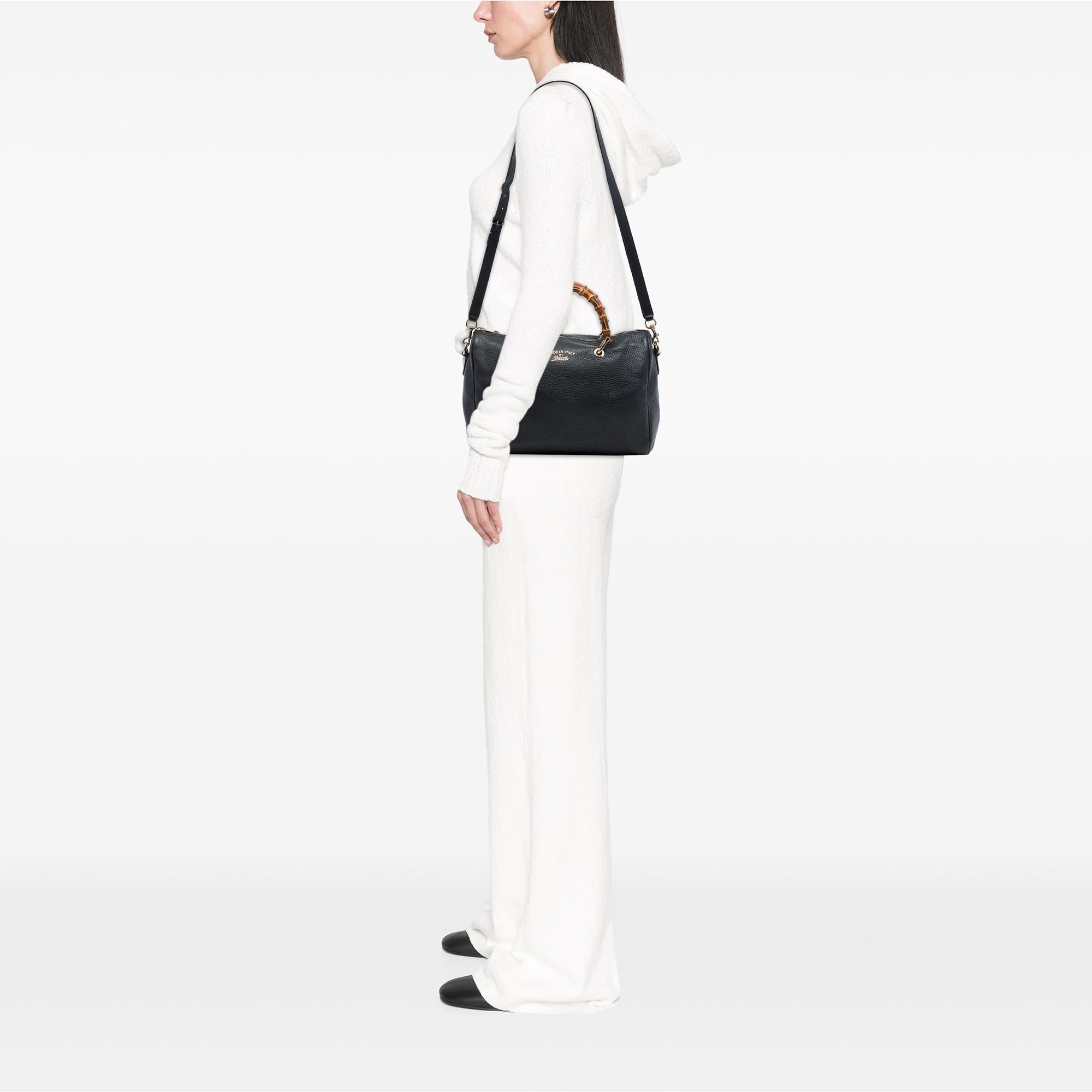 Gucci Medium Calfskin Bamboo Shopper Boston Bag