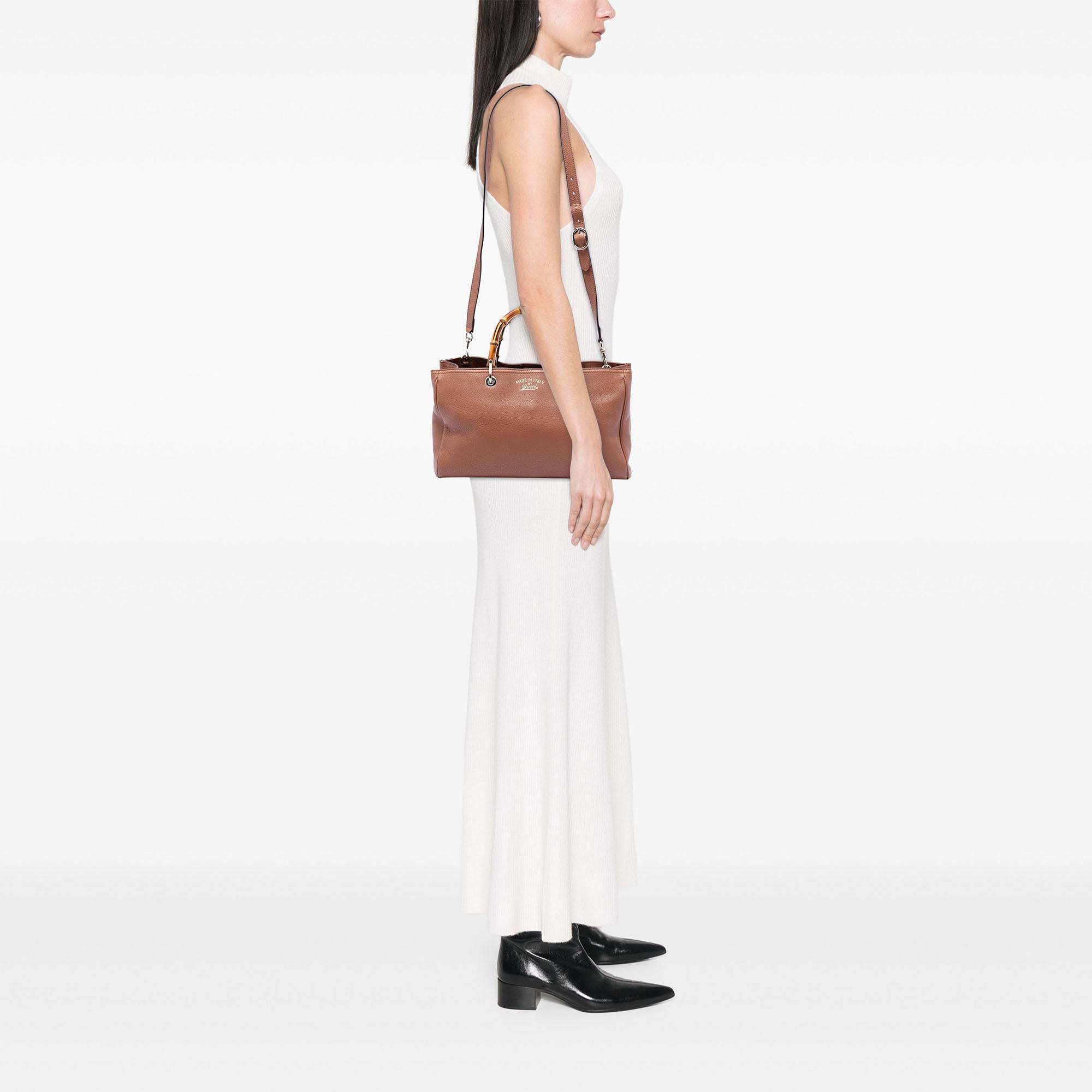 Gucci Medium Calfskin Bamboo Shopper Satchel