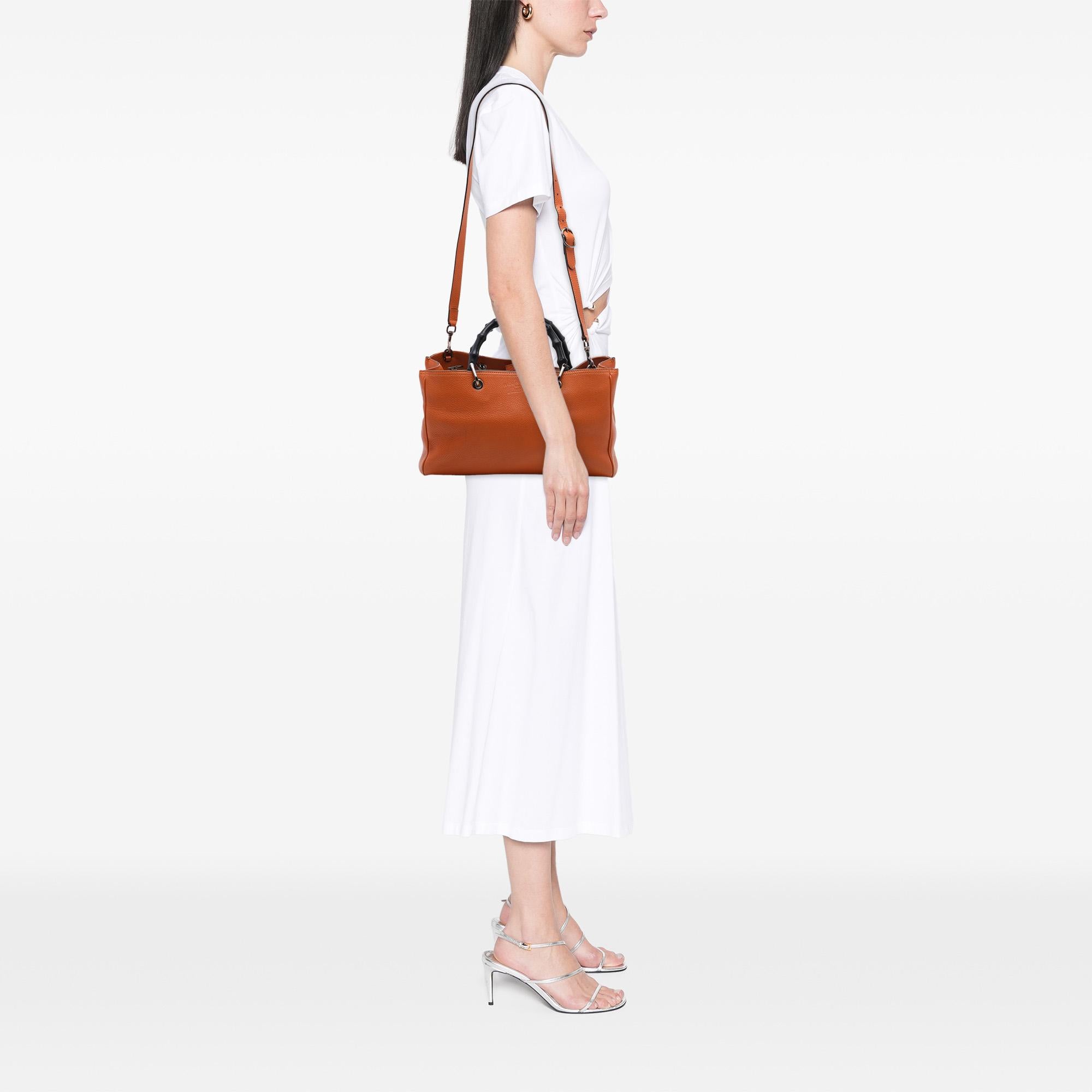 Gucci Medium Calfskin Bamboo Shopper Satchel
