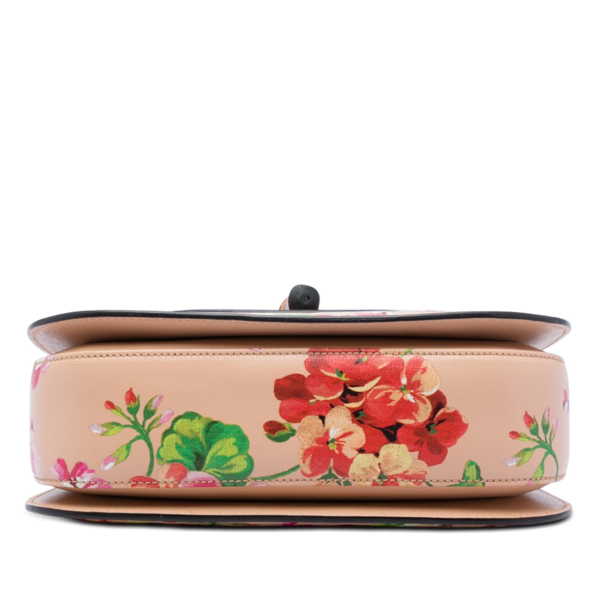 Gucci Medium Calfskin Blooms Bamboo Top Handle Bag