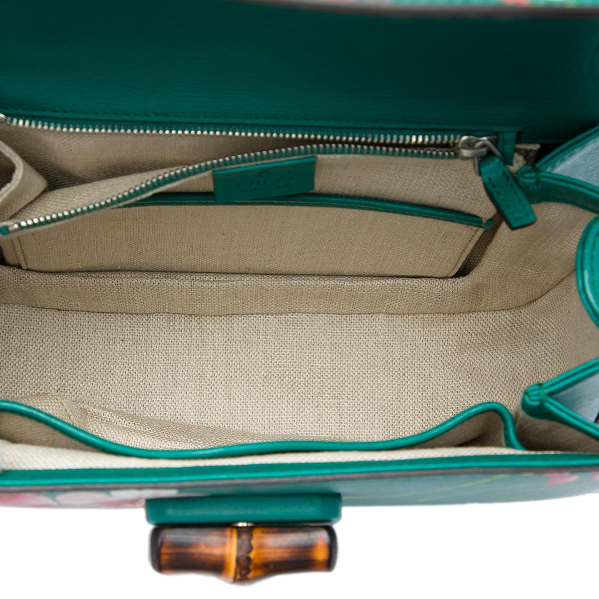 Gucci Medium Calfskin Blooms Bamboo Top Handle Bag