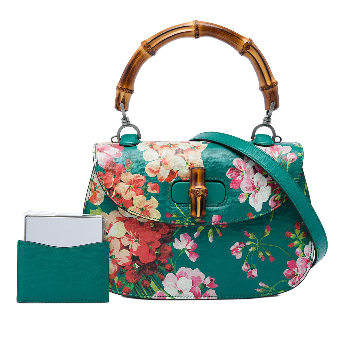Gucci Medium Calfskin Blooms Bamboo Top Handle Bag