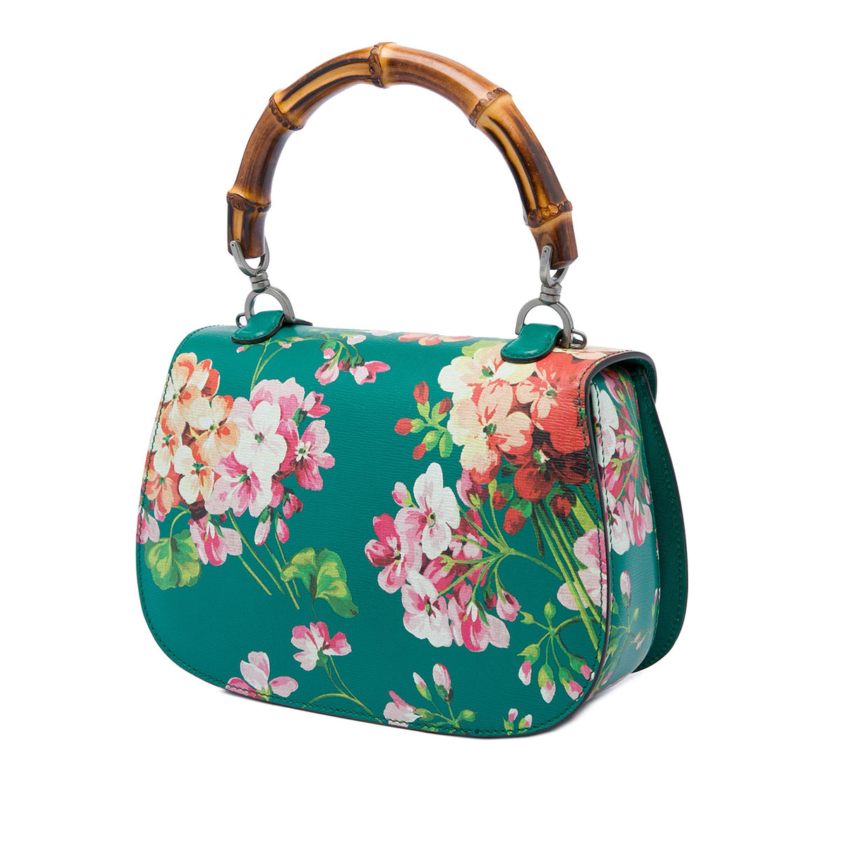 Gucci Medium Calfskin Blooms Bamboo Top Handle Bag