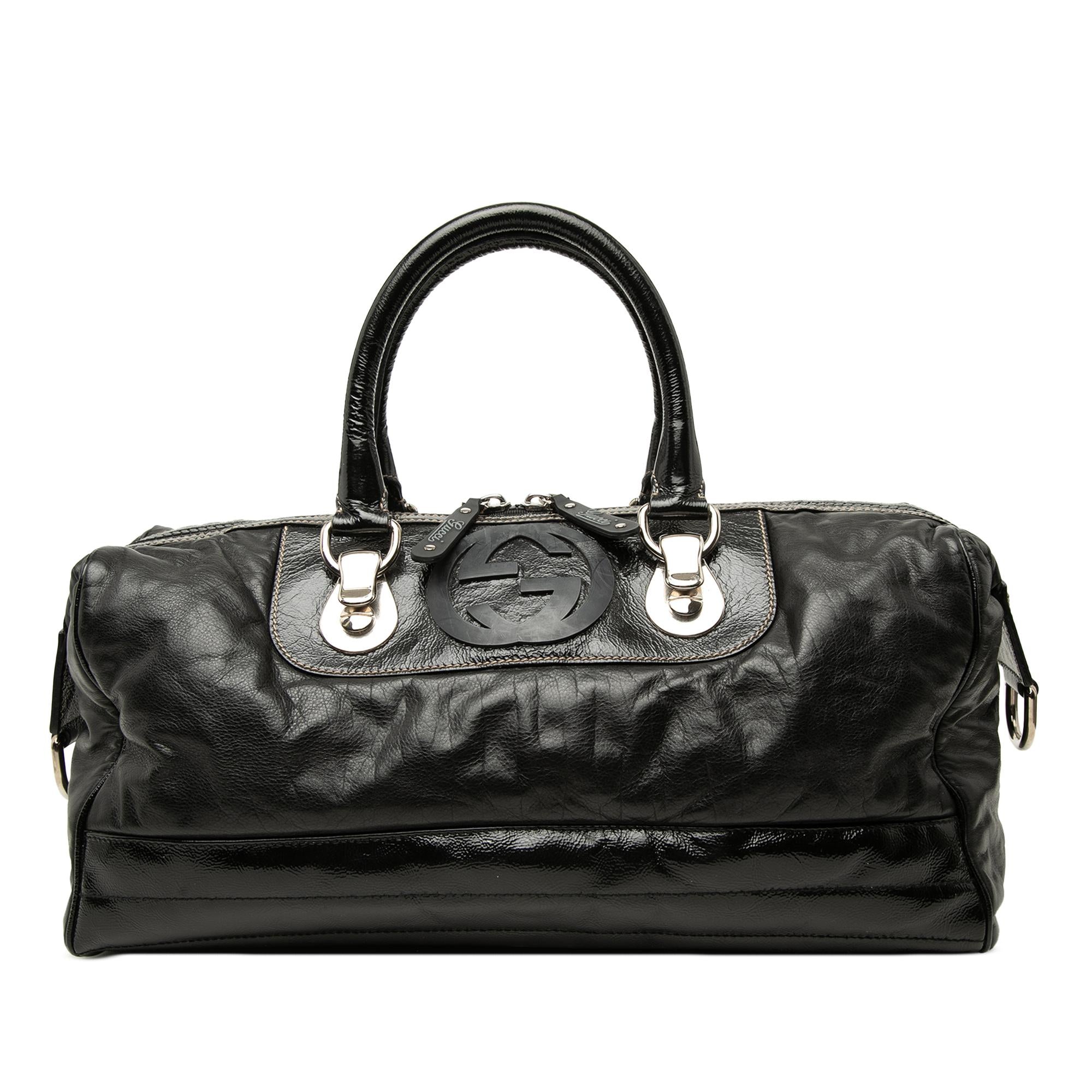 Gucci Medium Calfskin Dialux Snow Glam Boston Bag