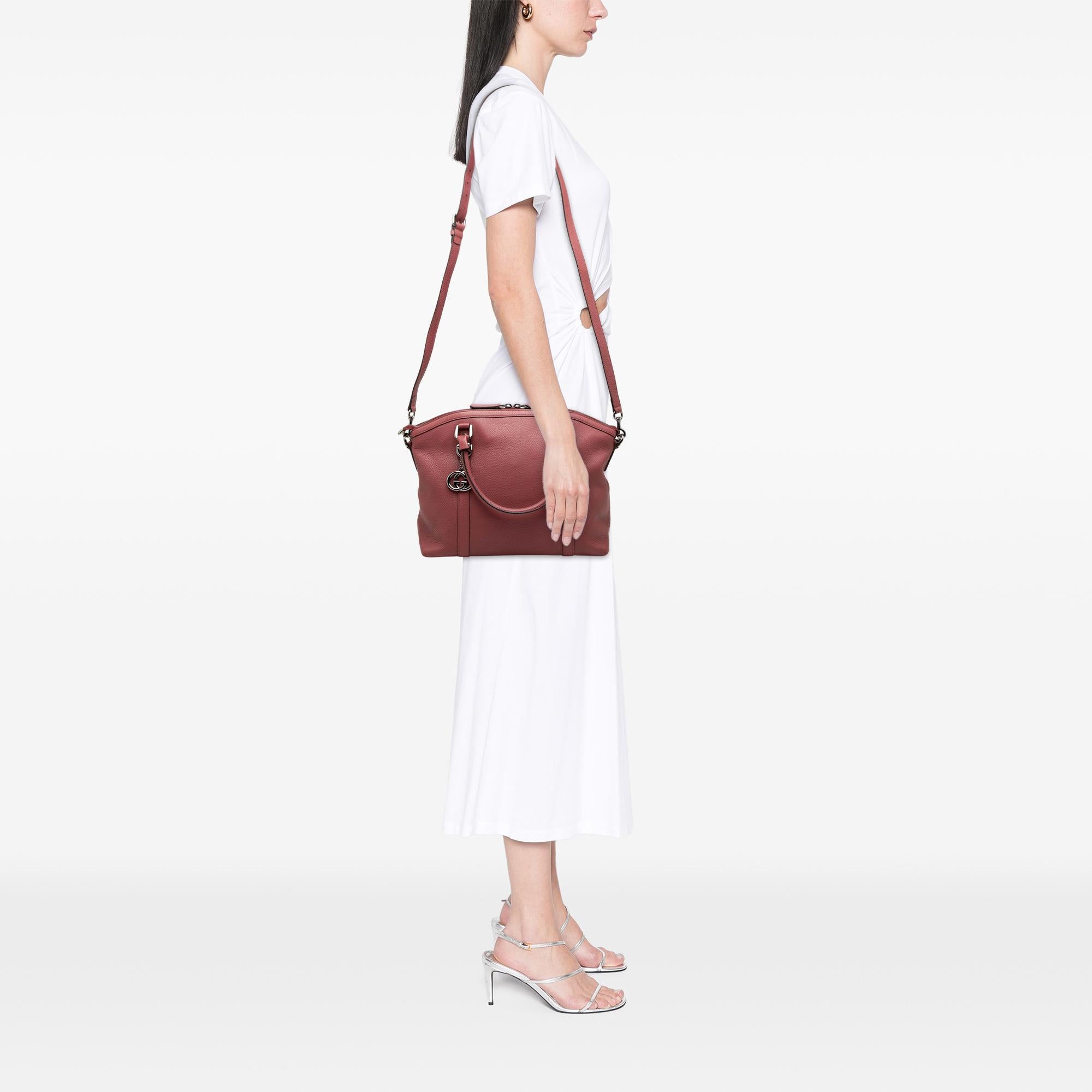 Gucci Medium Calfskin GG Charm Dome Satchel