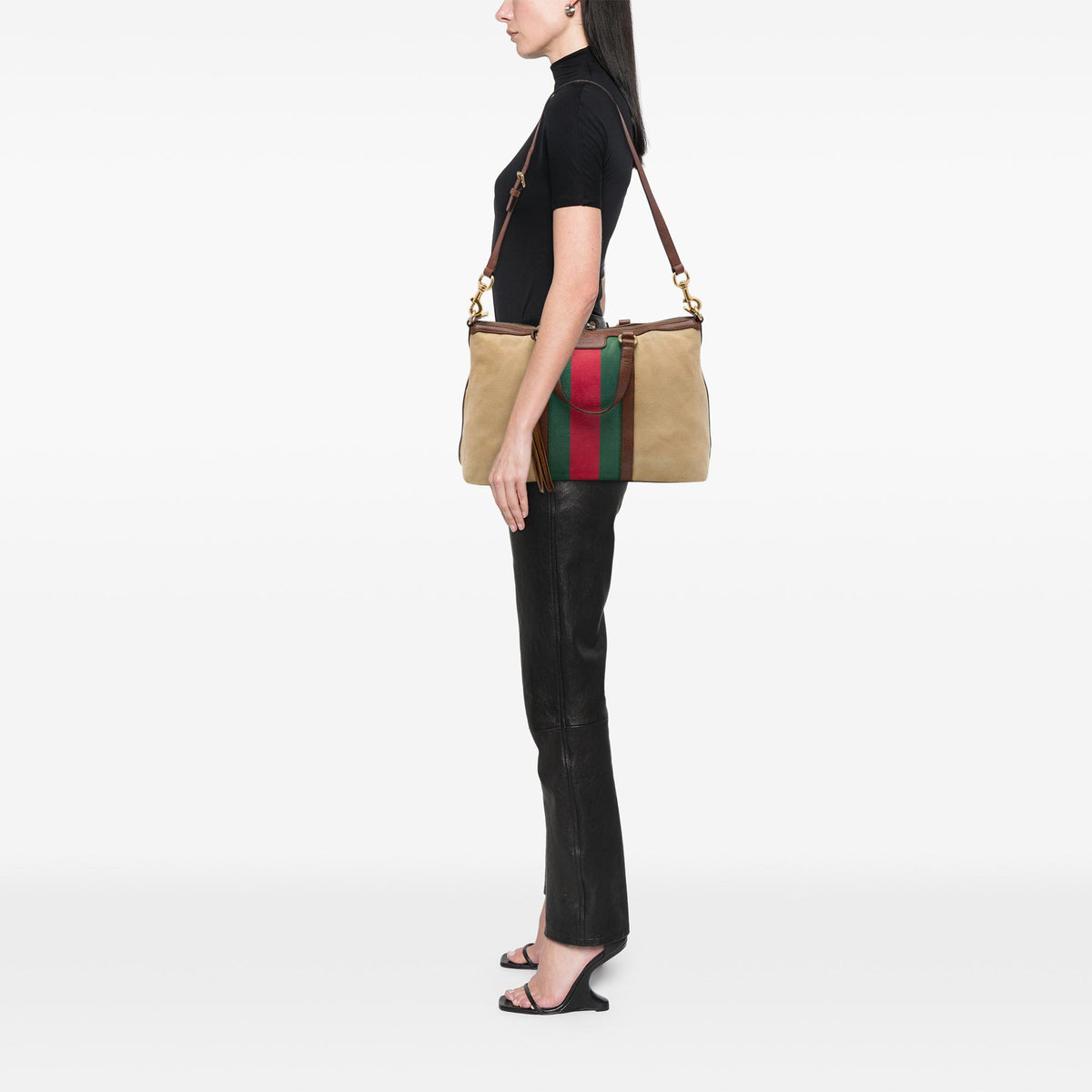 Gucci Medium Canvas Web Rania Top Handle Bag
