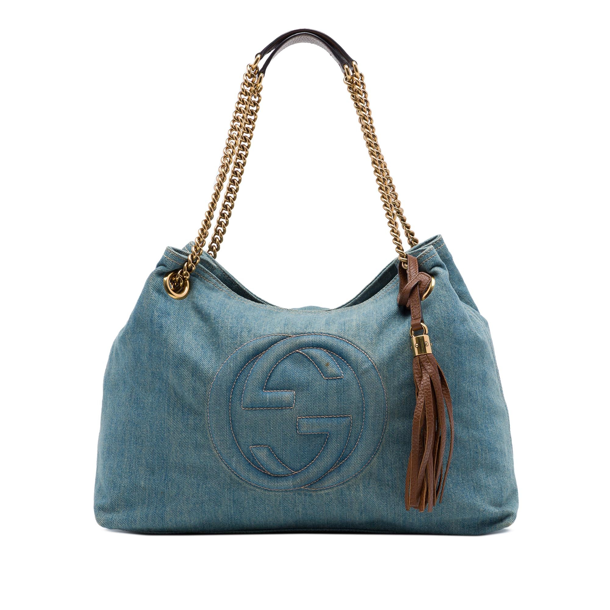 Gucci Medium Denim Soho Chain Tote