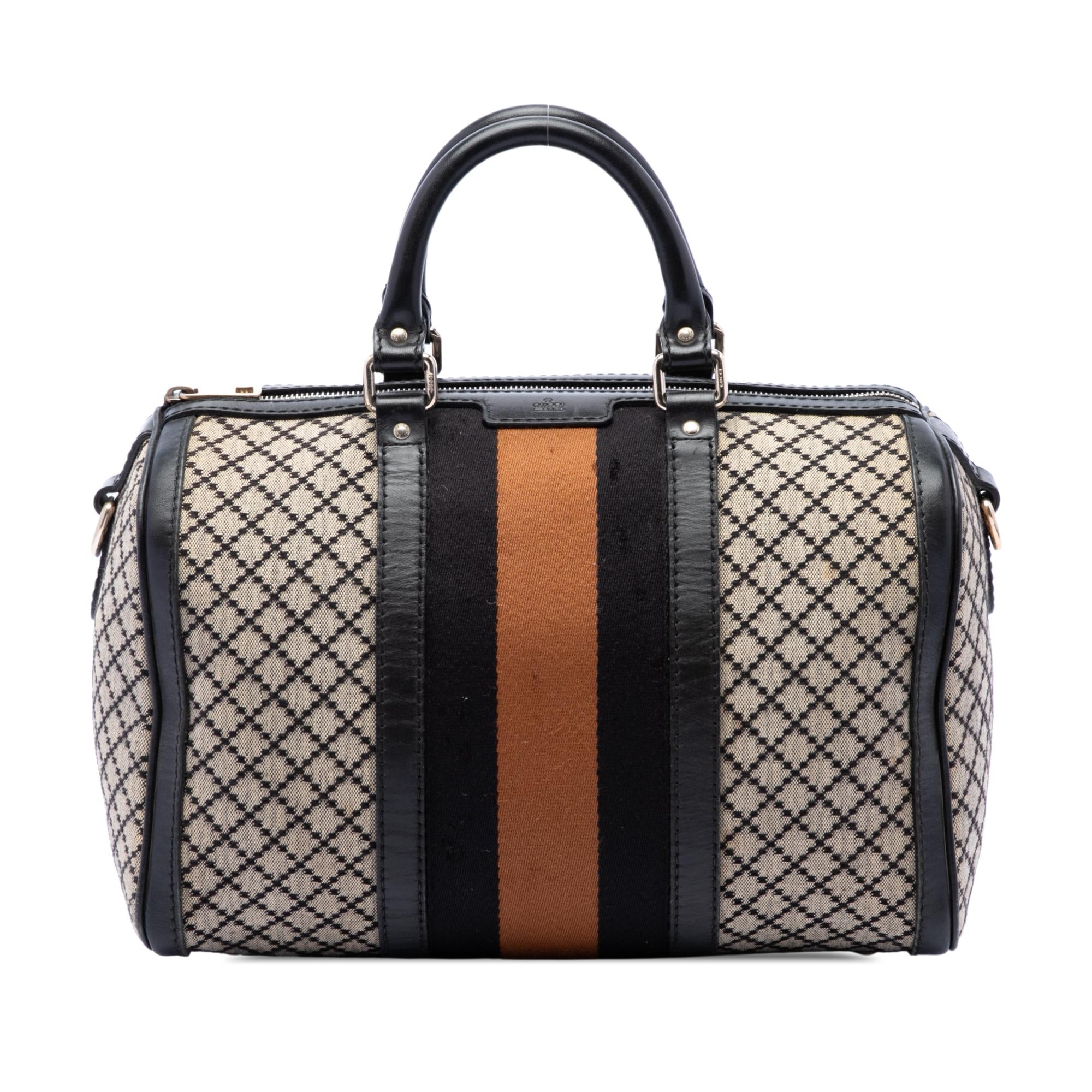 Gucci Medium Diamante Canvas Web Joy Boston Bag