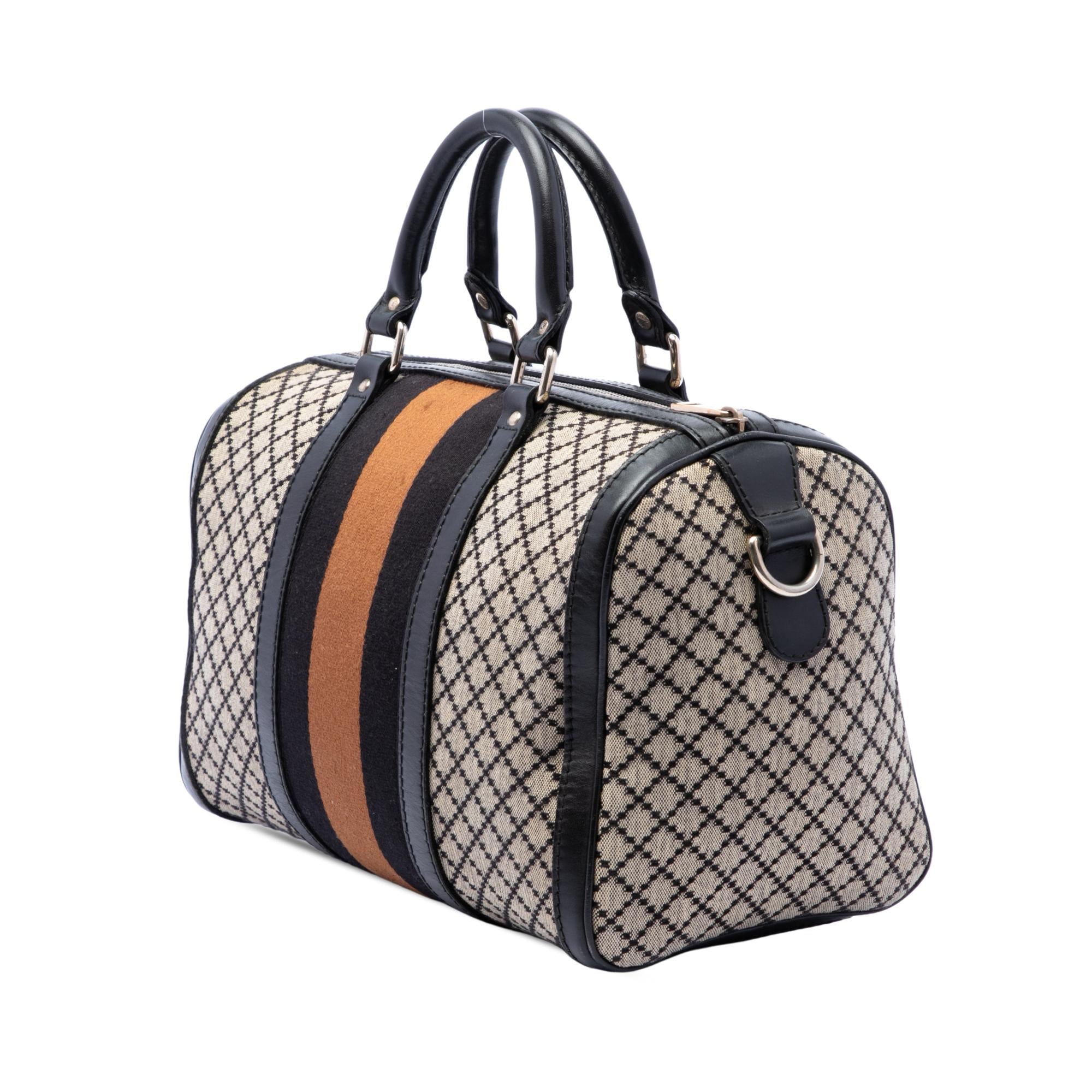 Gucci Medium Diamante Canvas Web Joy Boston Bag