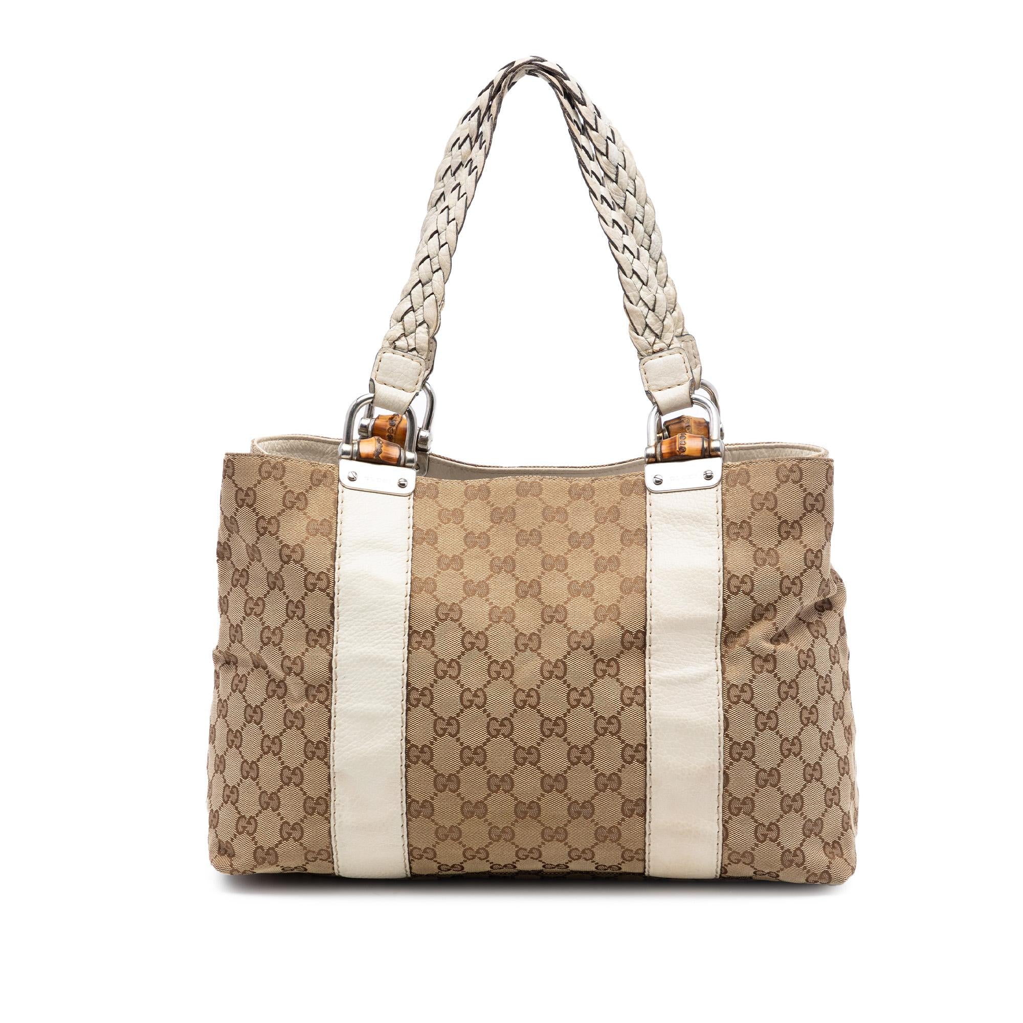 Gucci Medium GG Canvas Bamboo Libeccio Tote