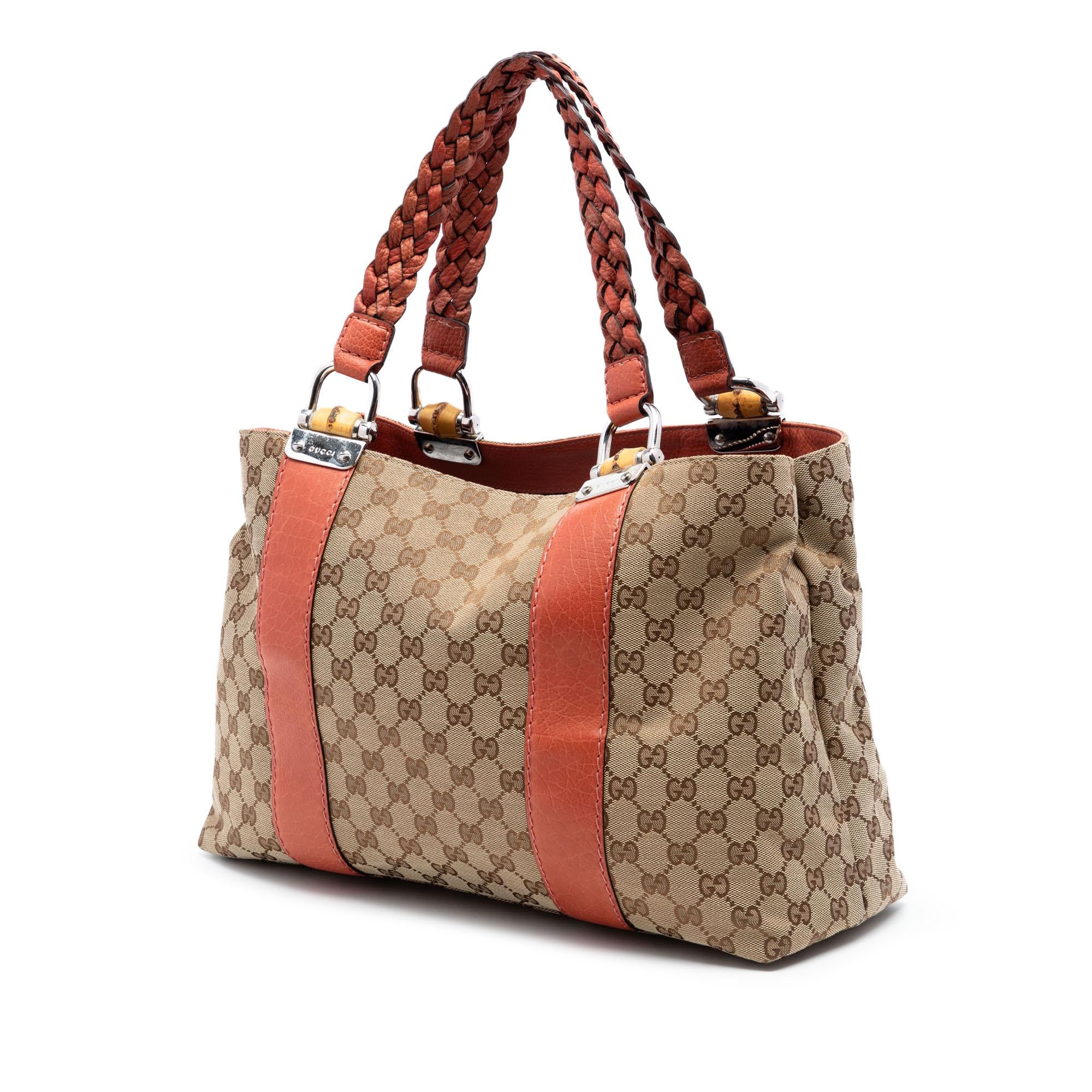 Gucci Medium GG Canvas Bamboo Libeccio Tote