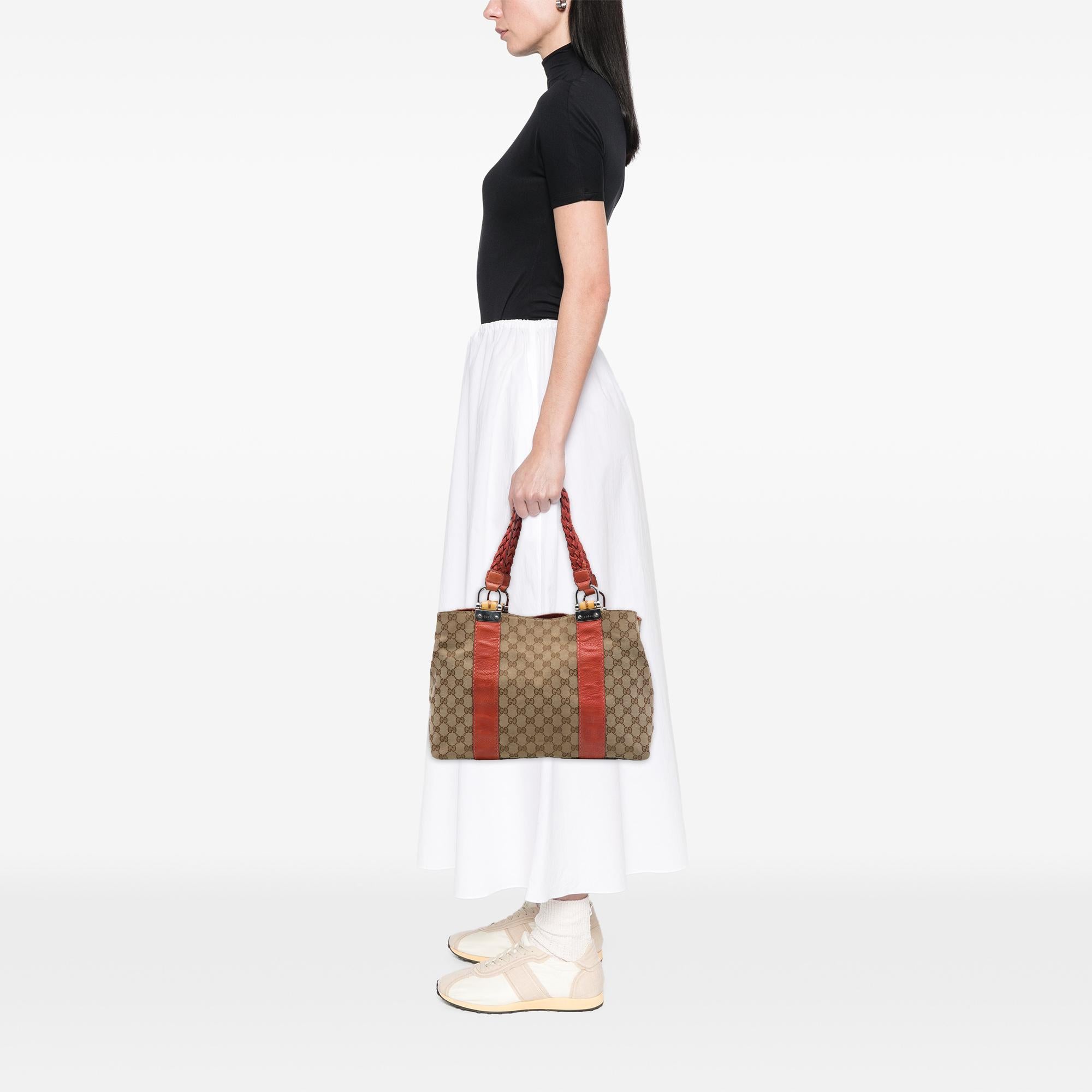 Gucci Medium GG Canvas Bamboo Libeccio Tote