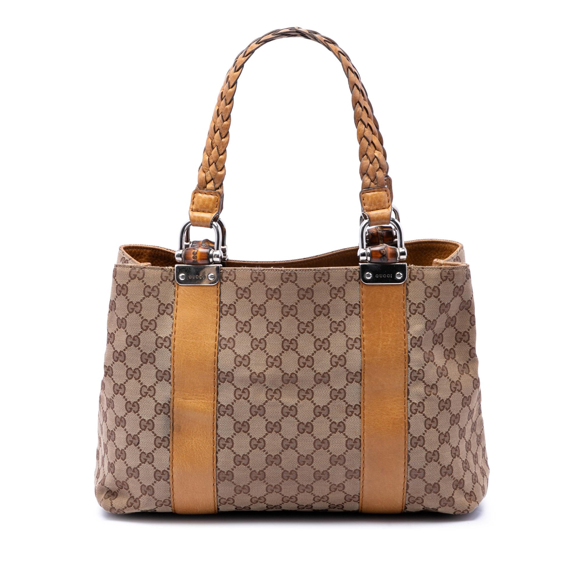Gucci Medium GG Canvas Bamboo Libeccio Tote