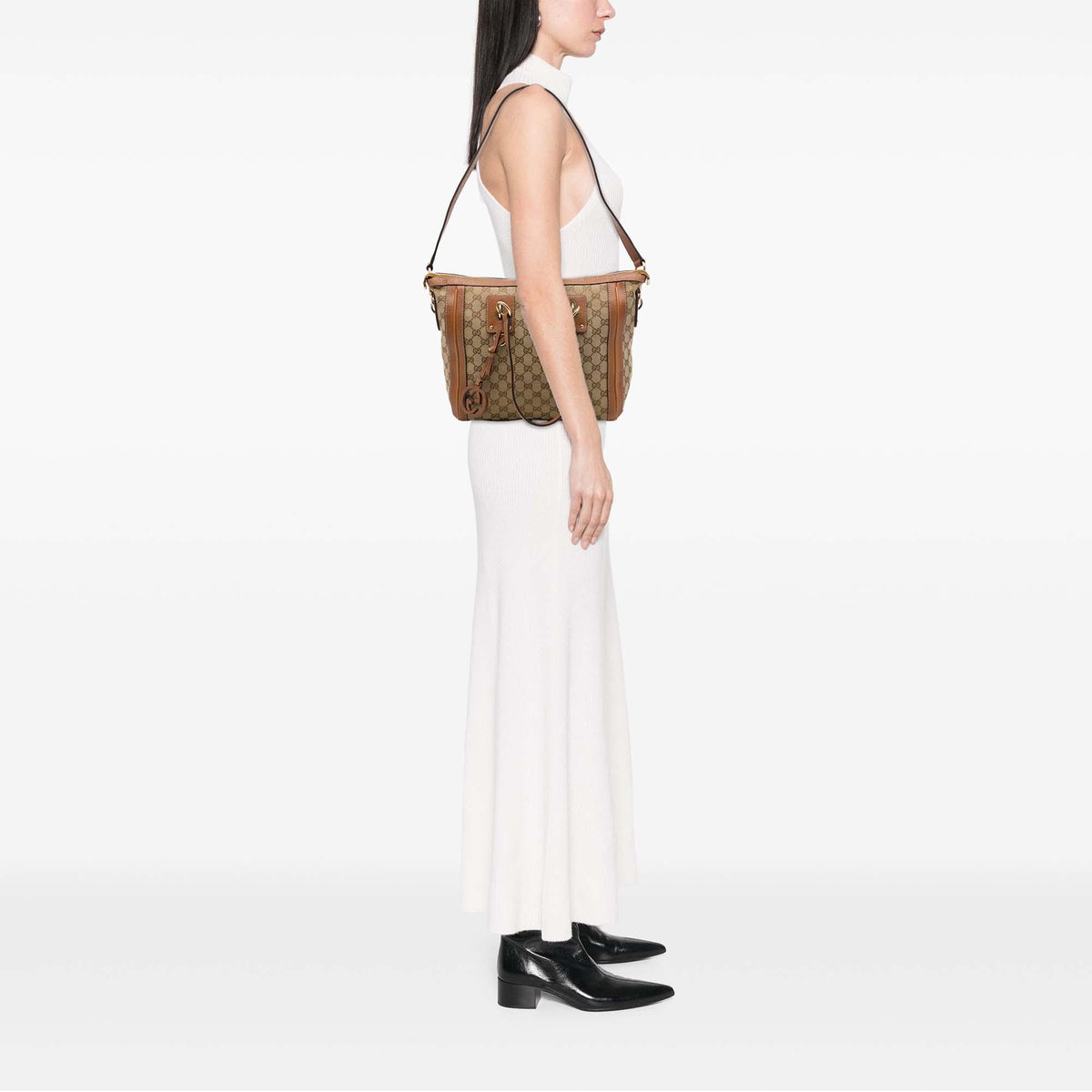 Gucci Medium GG Canvas Charm Satchel