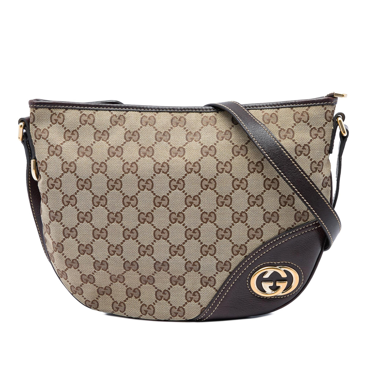 Gucci Medium GG Canvas New Britt Half Moon Crossbody