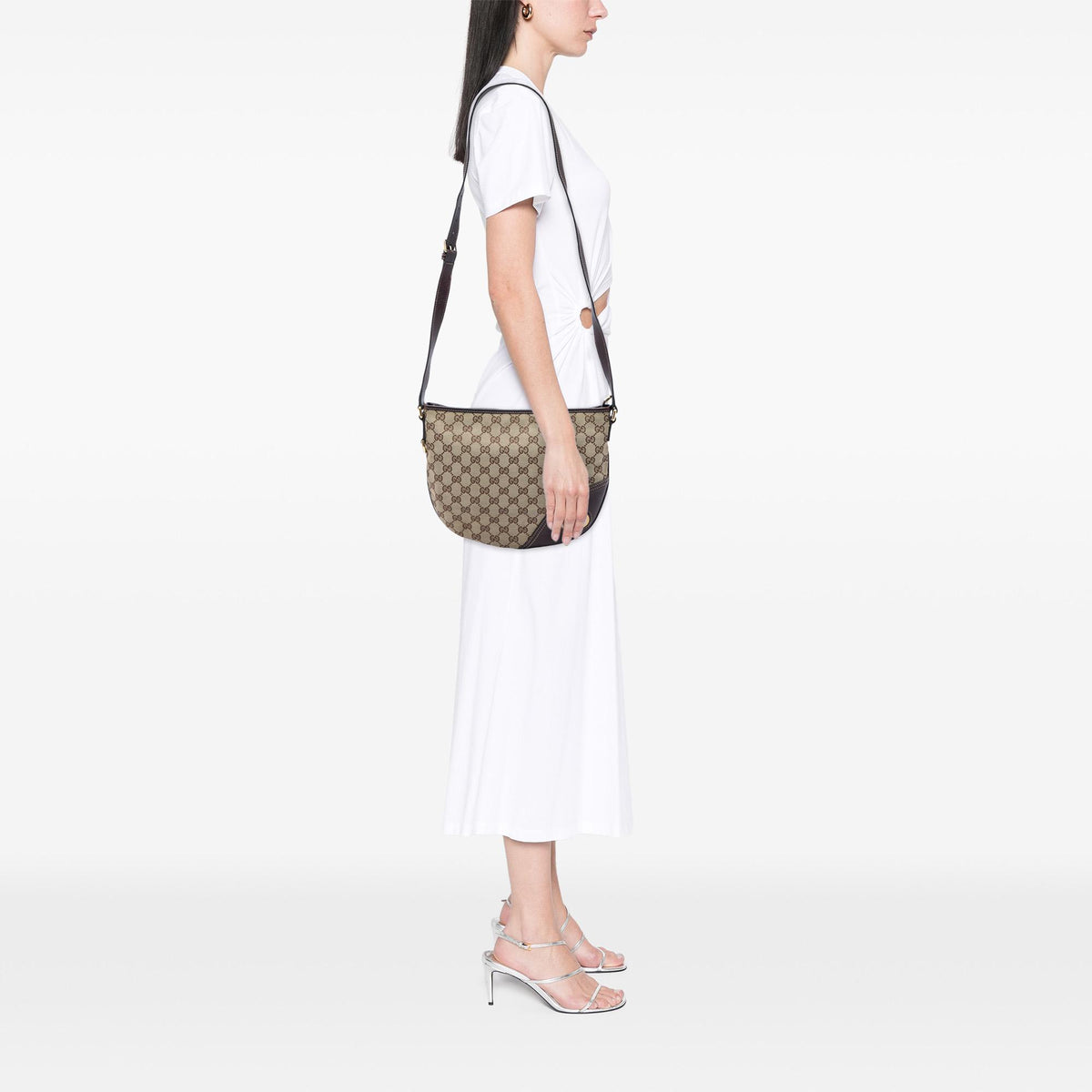 Gucci Medium GG Canvas New Britt Half Moon Crossbody