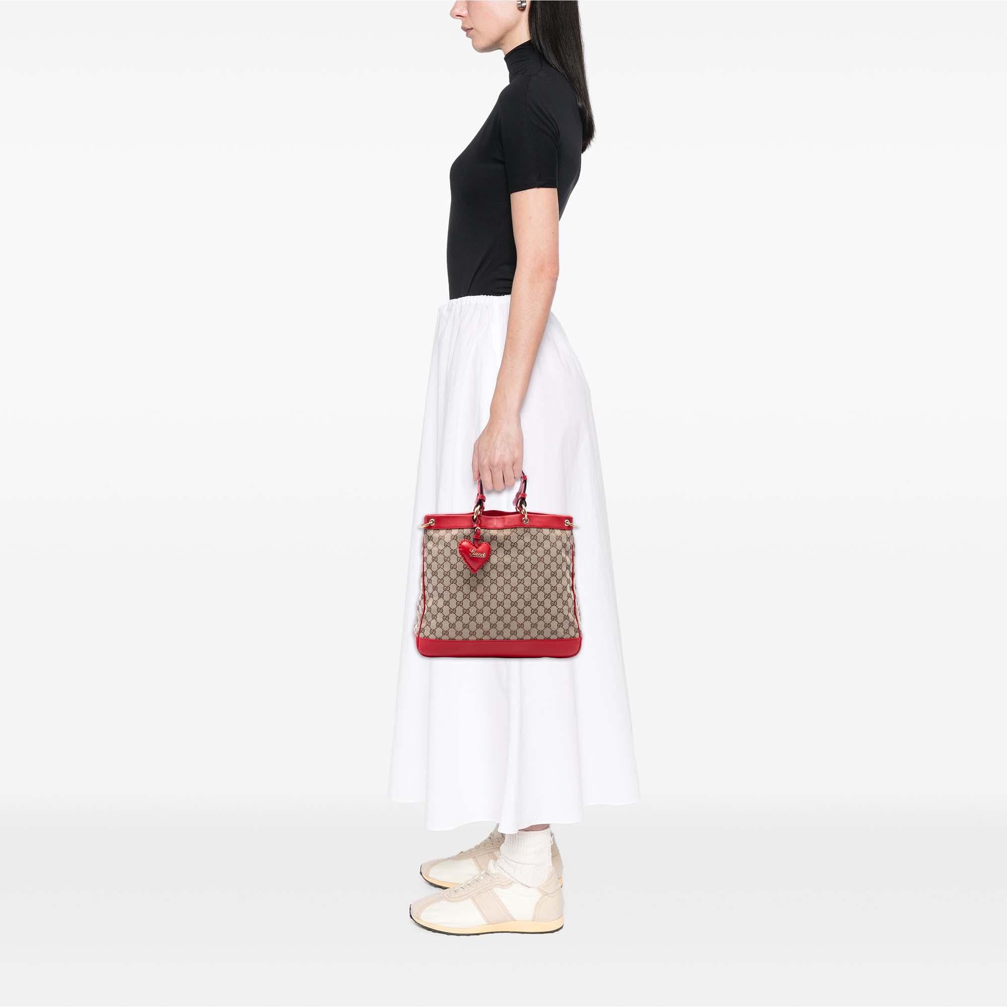 Gucci Medium GG Canvas Valentine Top Handle Bag