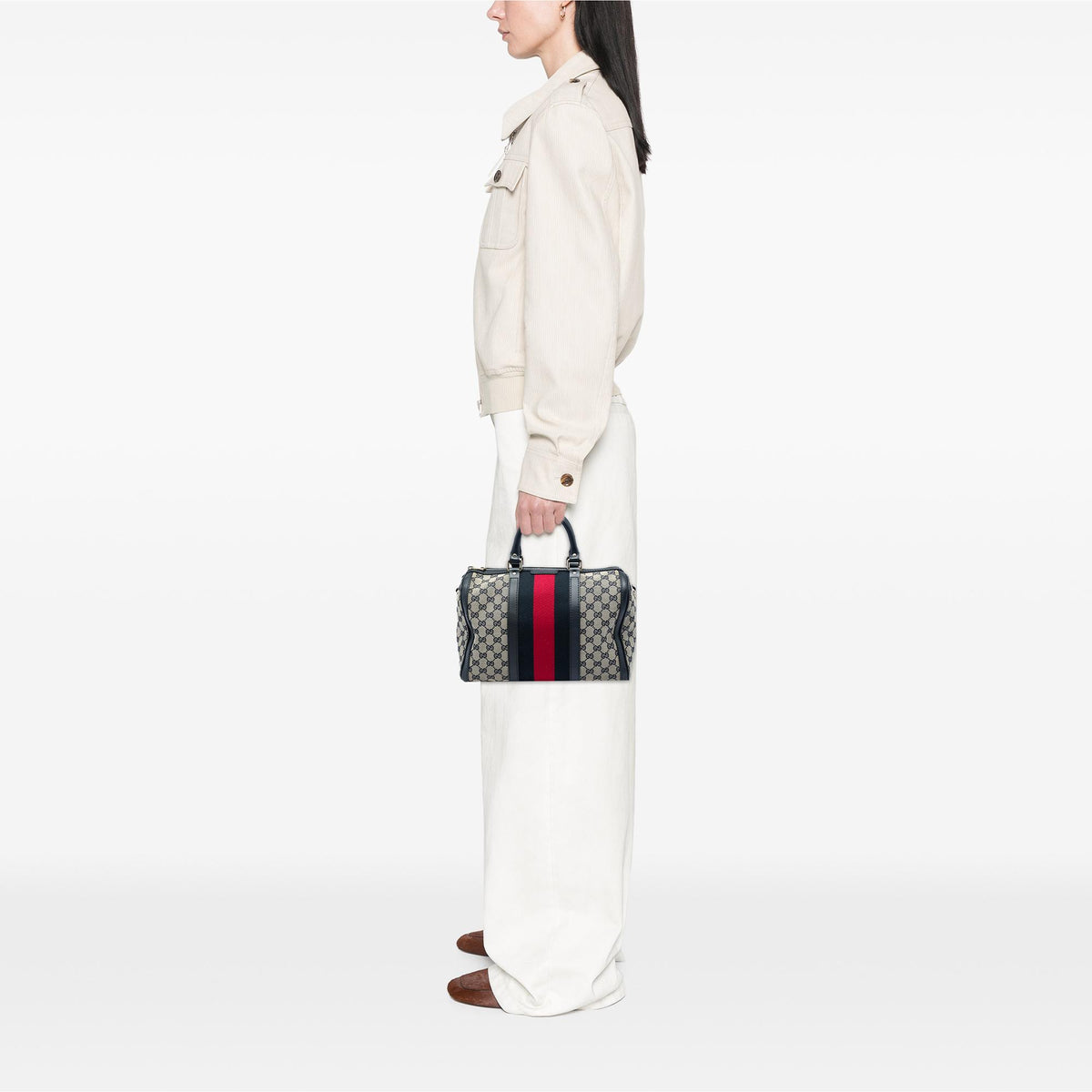 Gucci Medium GG Canvas Web Joy Boston Bag