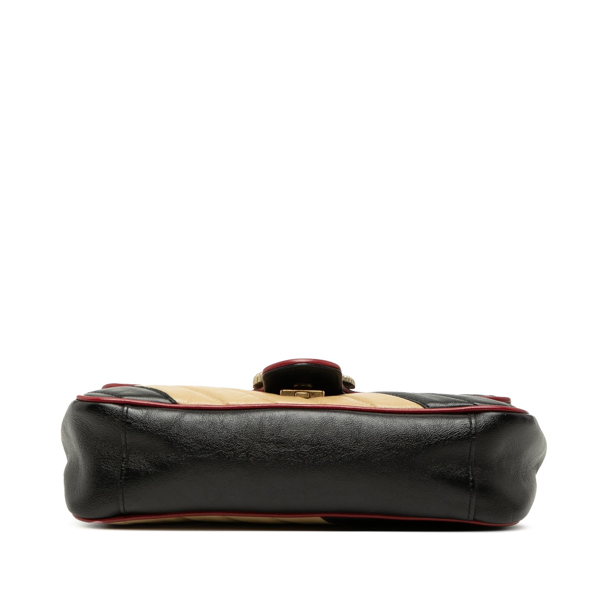 Gucci Medium GG Marmont Bicolor Matelasse Diagonal Calfskin Torchon Shoulder Bag