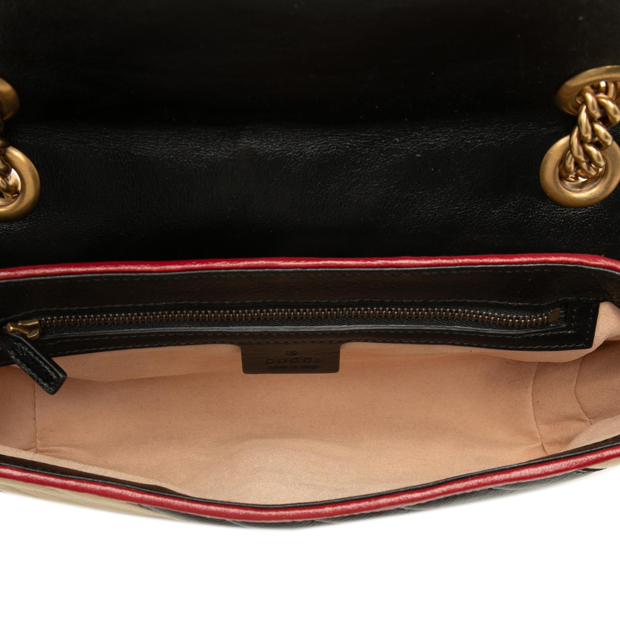 Gucci Medium GG Marmont Bicolor Matelasse Diagonal Calfskin Torchon Shoulder Bag