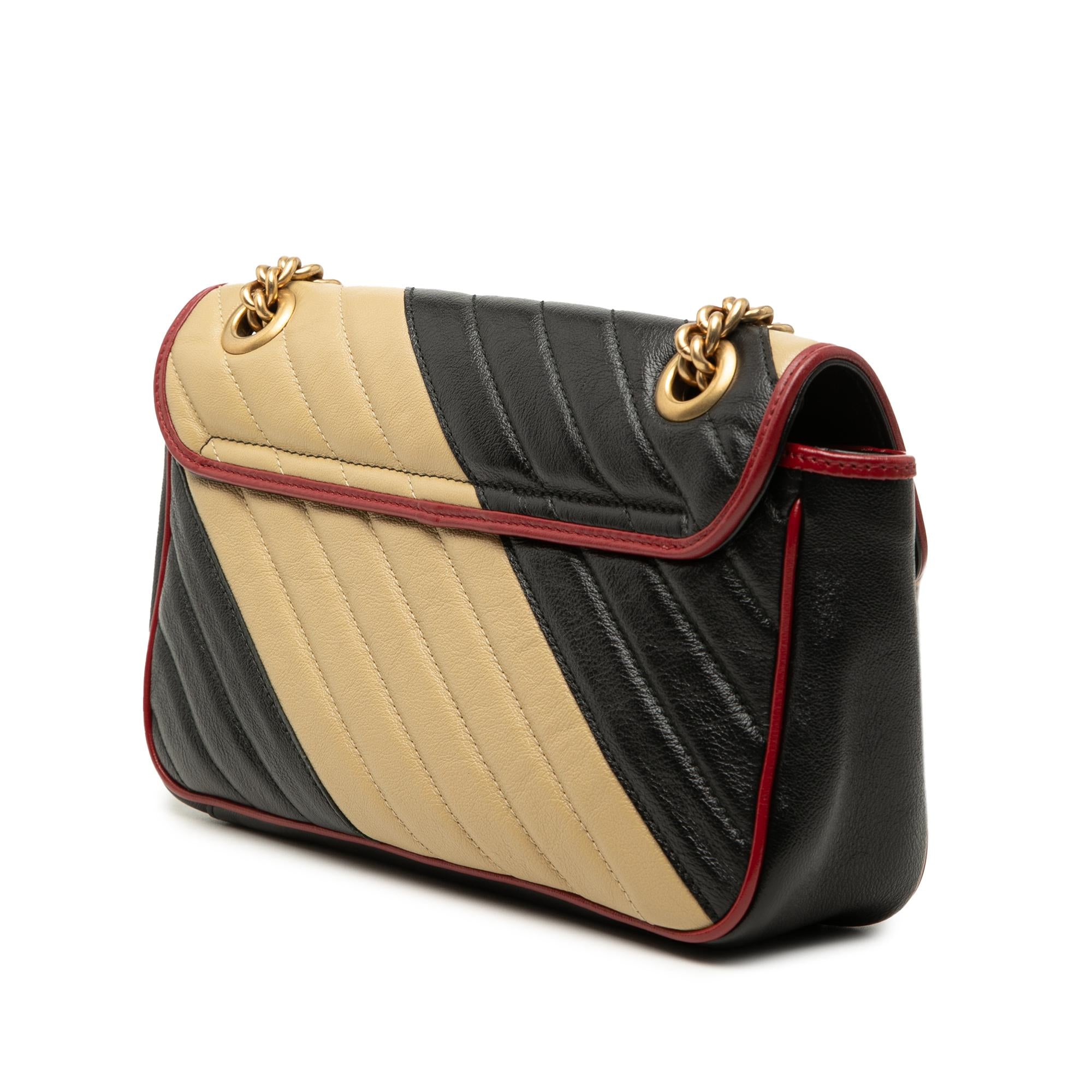 Gucci Medium GG Marmont Bicolor Matelasse Diagonal Calfskin Torchon Shoulder Bag