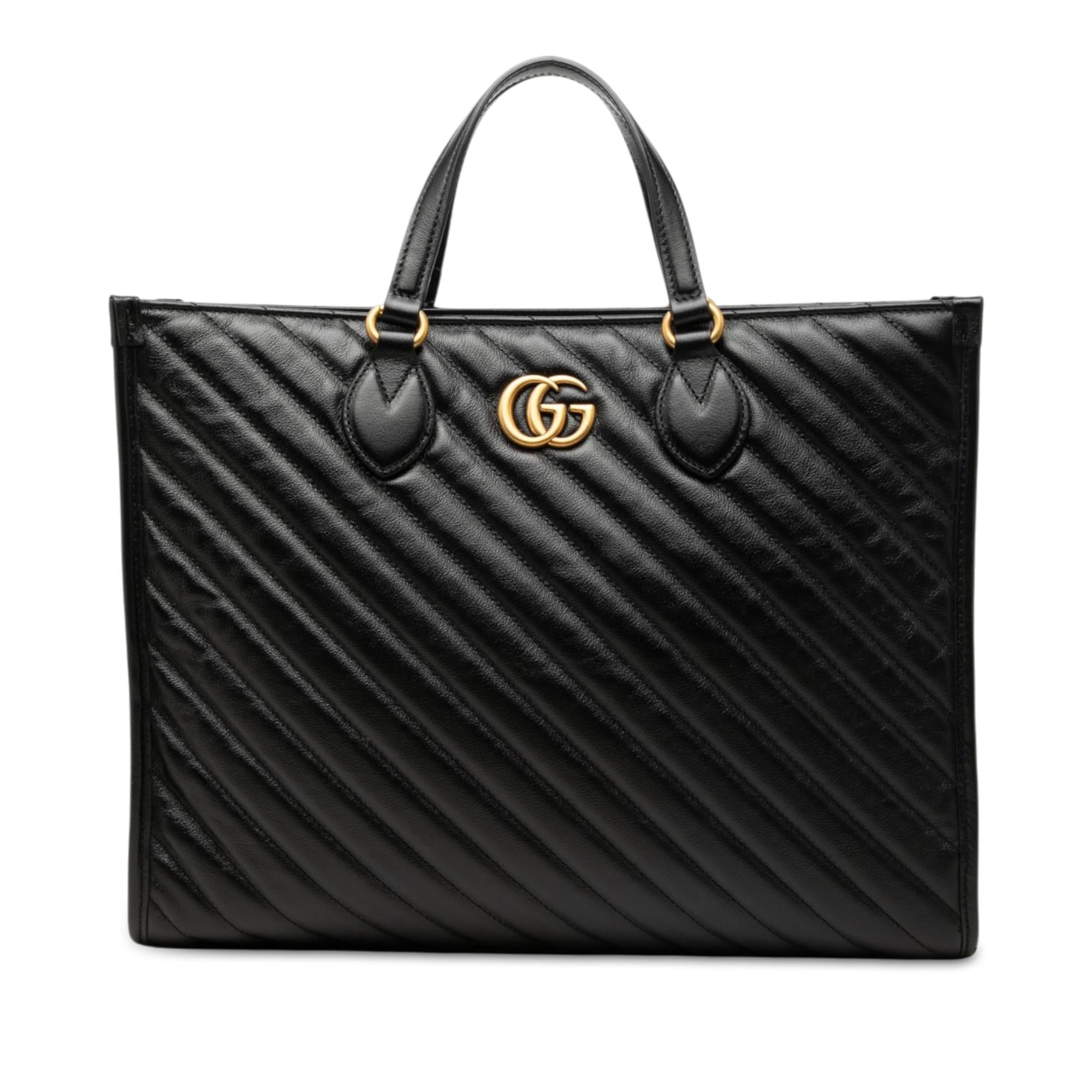 Gucci Medium GG Marmont Matelasse Diagonal Calfskin Shopping Tote