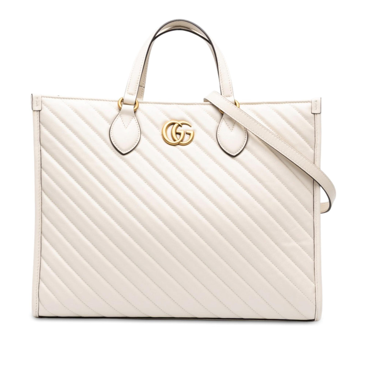 Gucci Medium GG Marmont Matelasse Diagonal Calfskin Shopping Tote