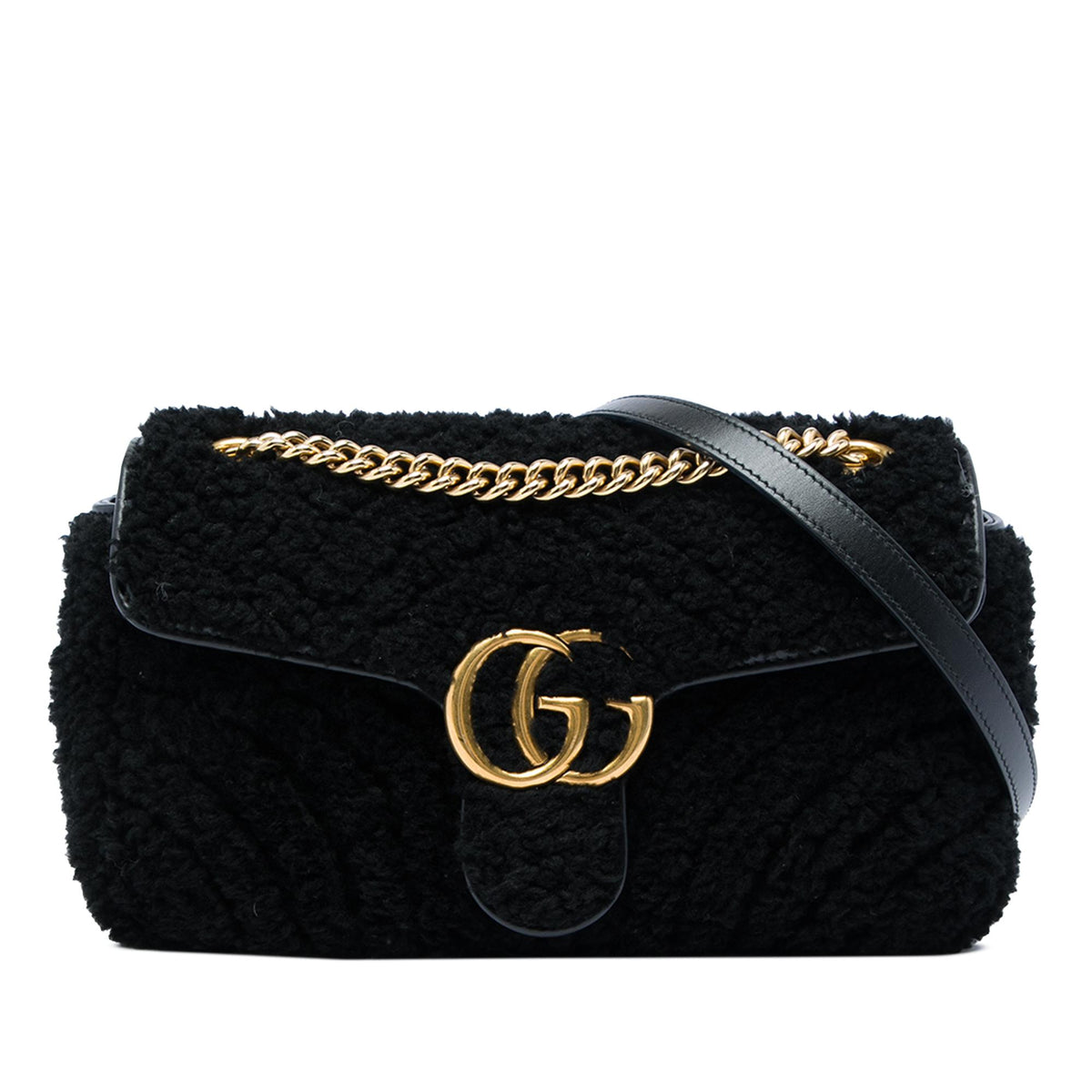 Gucci Medium GG Marmont Matelasse Shearling Shoulder Bag