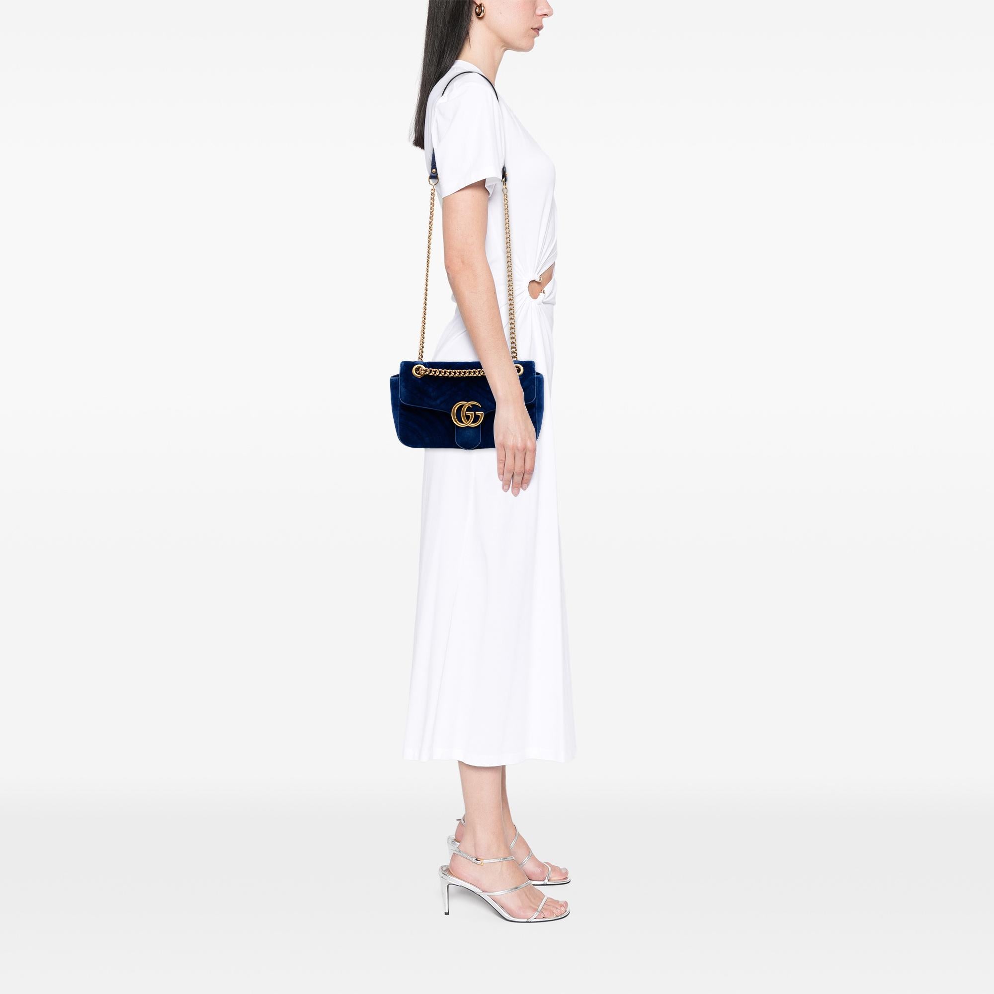 Gucci Medium GG Marmont Matelasse Velvet Shoulder Bag