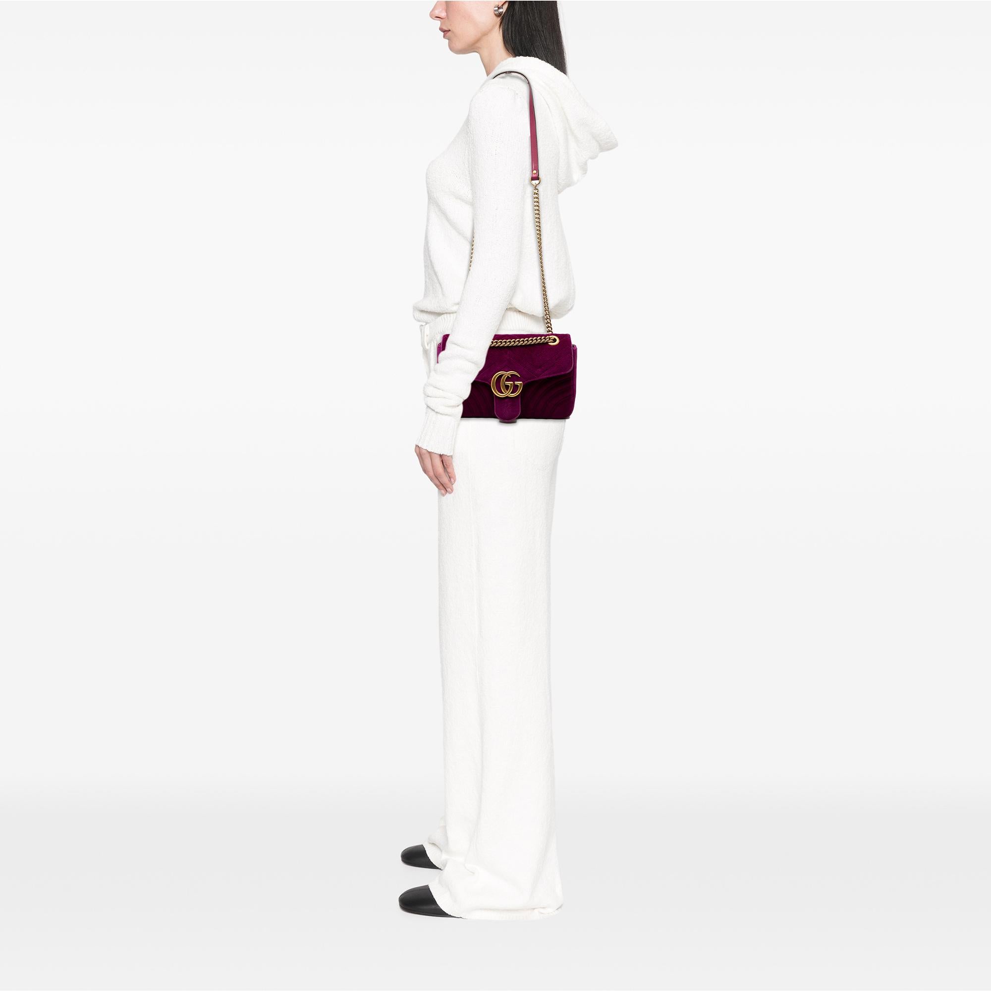 Gucci Medium GG Marmont Matelasse Velvet Shoulder Bag