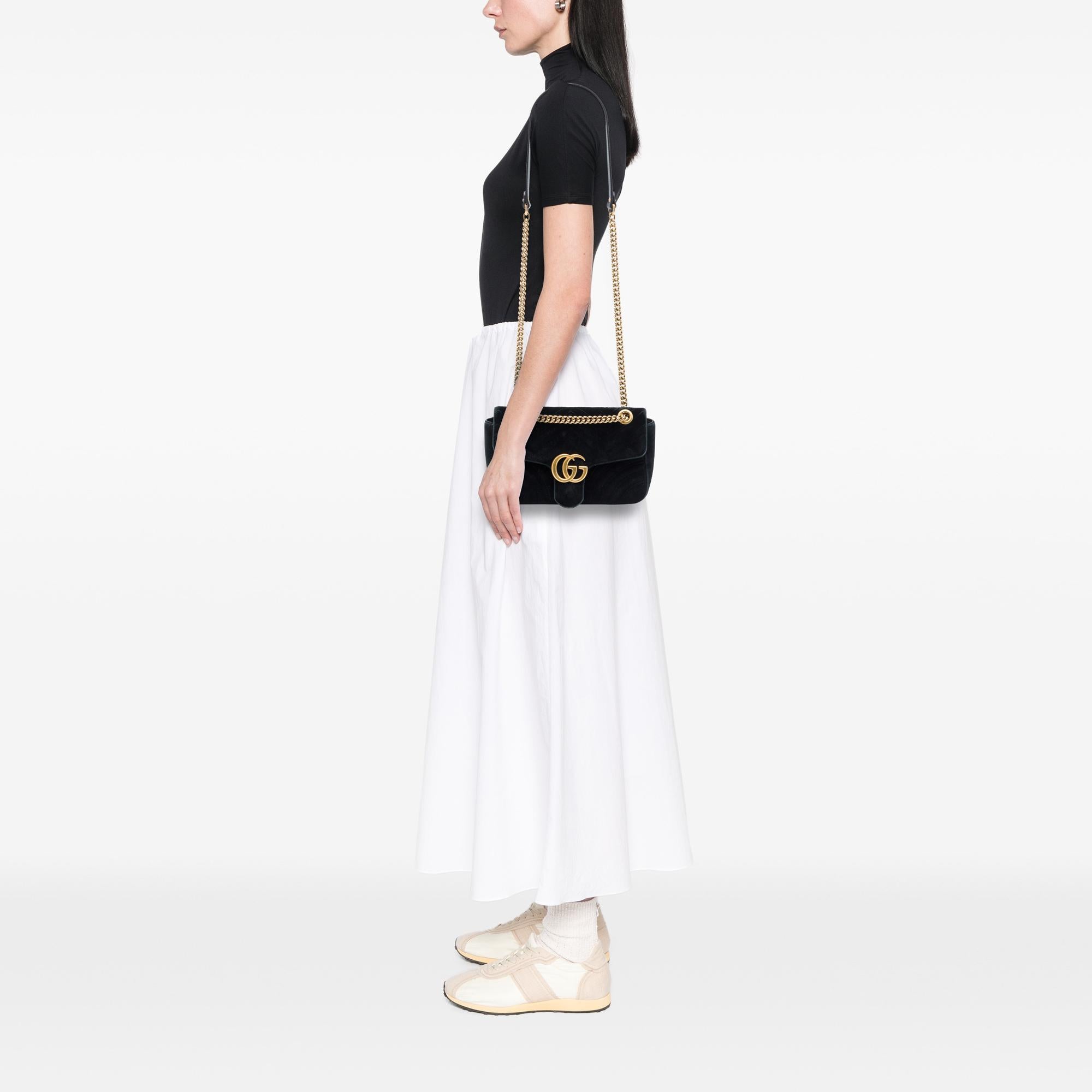 Gucci Medium GG Marmont Matelasse Velvet Shoulder Bag
