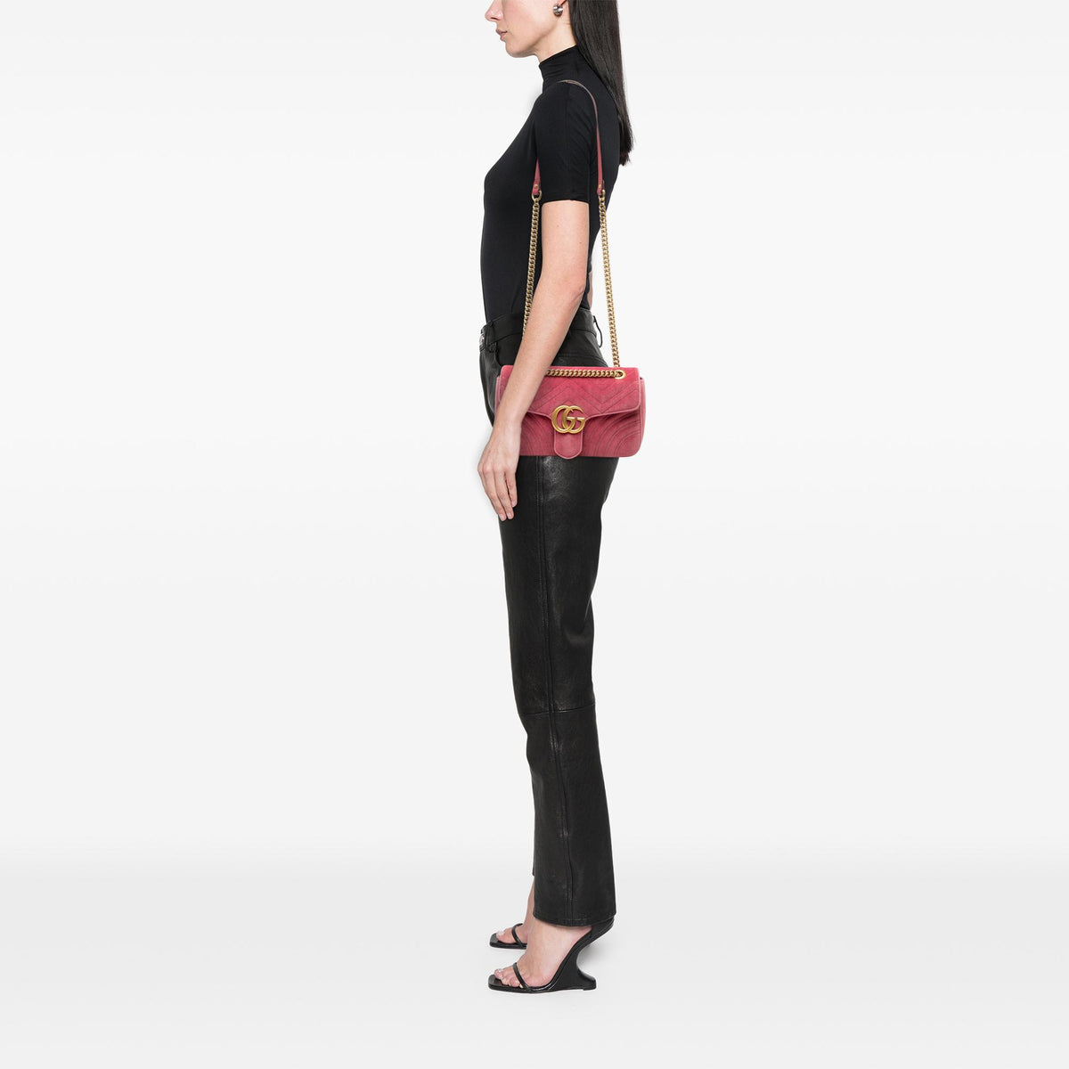 Gucci Medium GG Marmont Matelasse Velvet Shoulder Bag