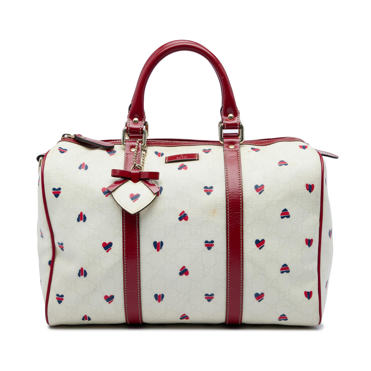 Gucci Medium GG Supreme Hearts Joy Boston Bag