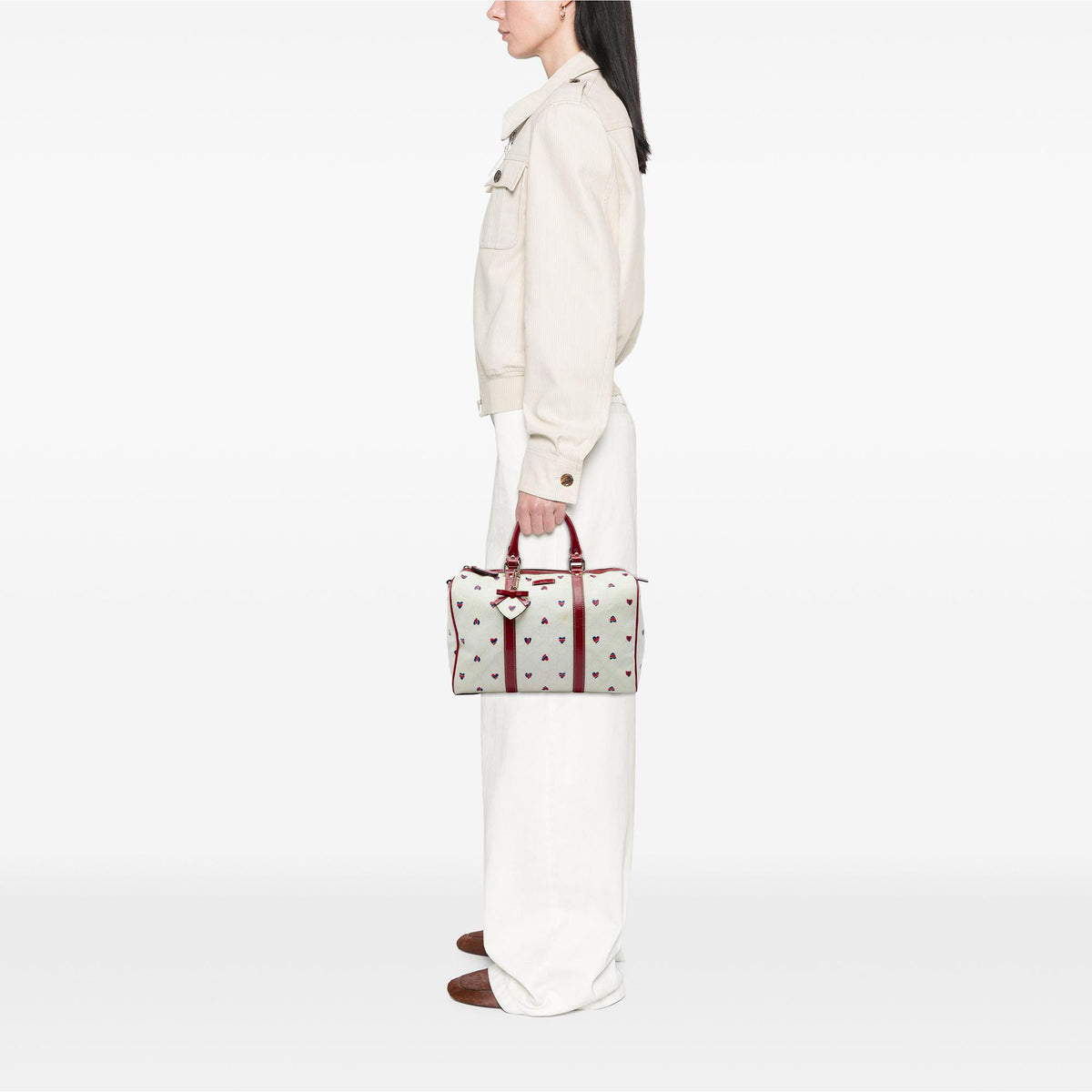 Gucci Medium GG Supreme Hearts Joy Boston Bag