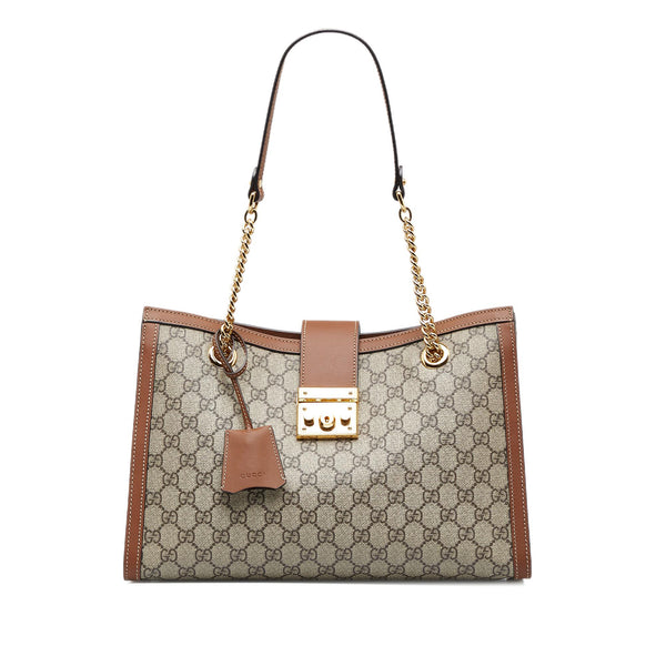 Gucci Medium GG Supreme Padlock Tote Bag (SHG-OWy58p)